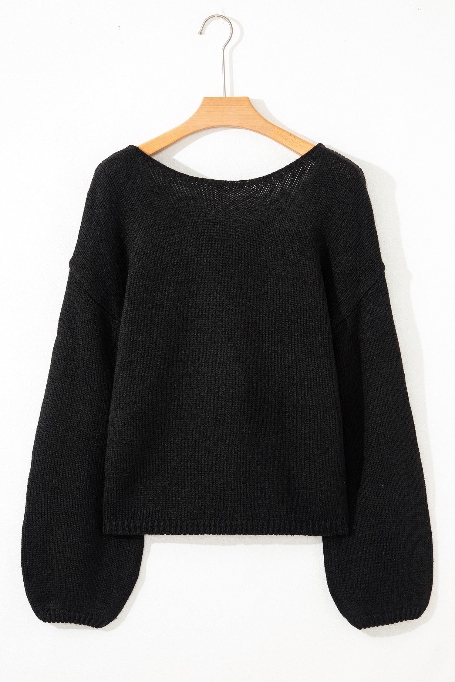 Black Bow Backless Bubble Sleeve Sweater view 7