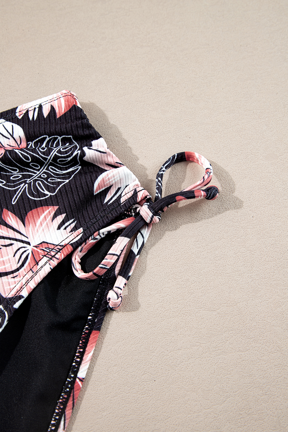 Black Ribbed Knit High Waist 2pcs Bikini Swimsuit view 10