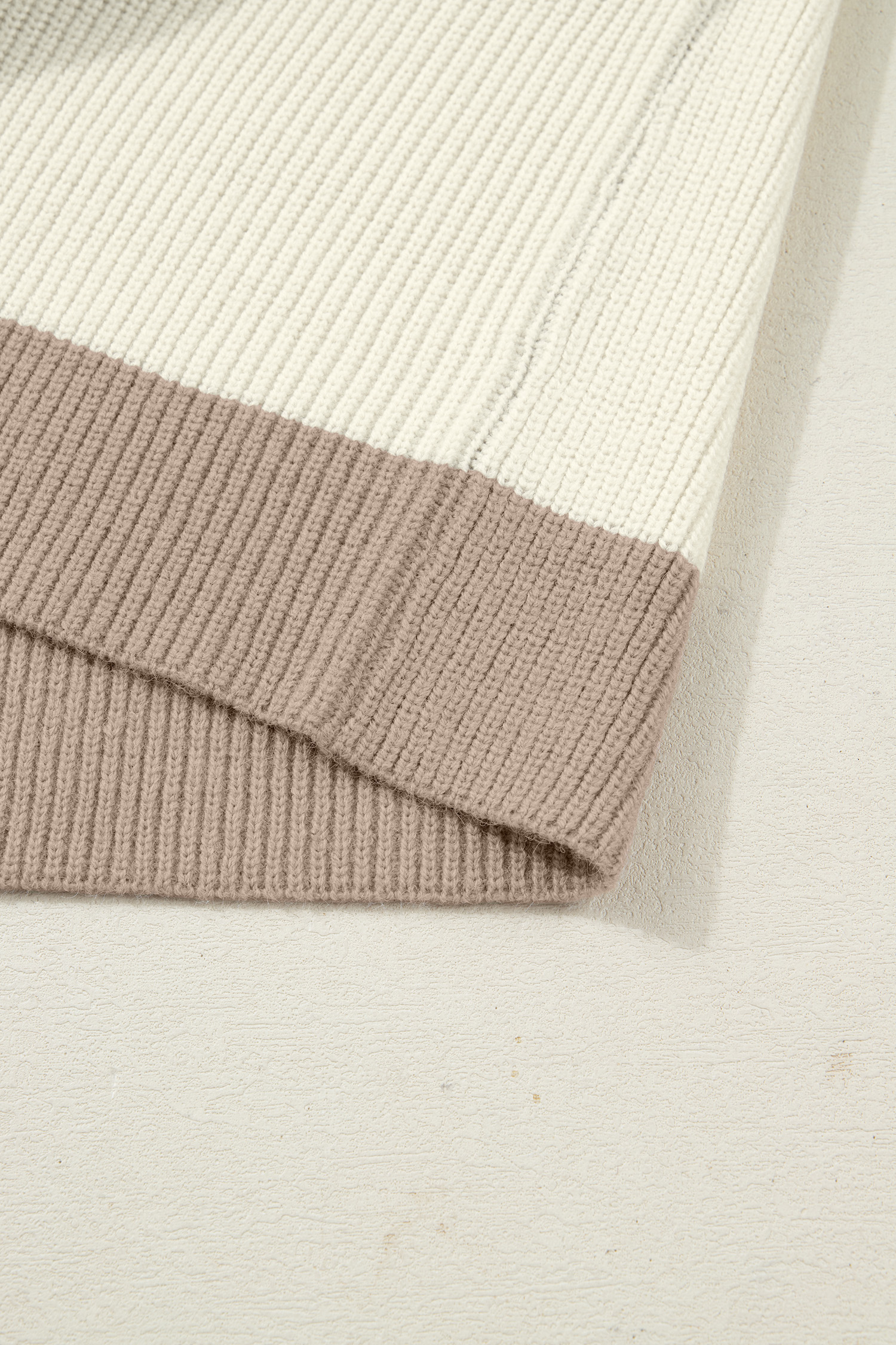 White Color Block Ribbed Knit Button Down Sweater Cardigan view 18