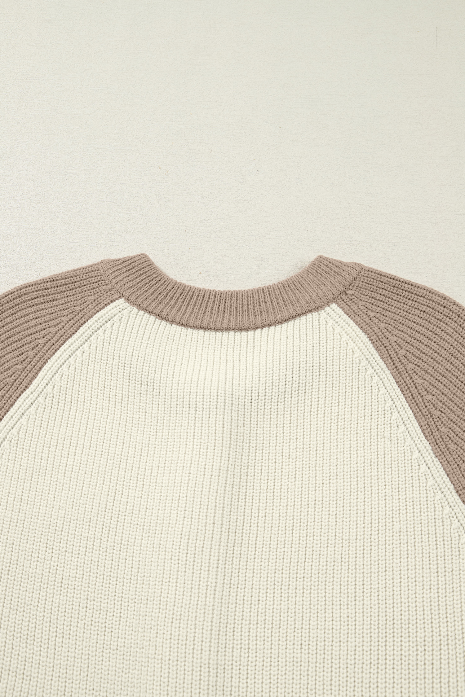 White Color Block Ribbed Knit Button Down Sweater Cardigan view 17