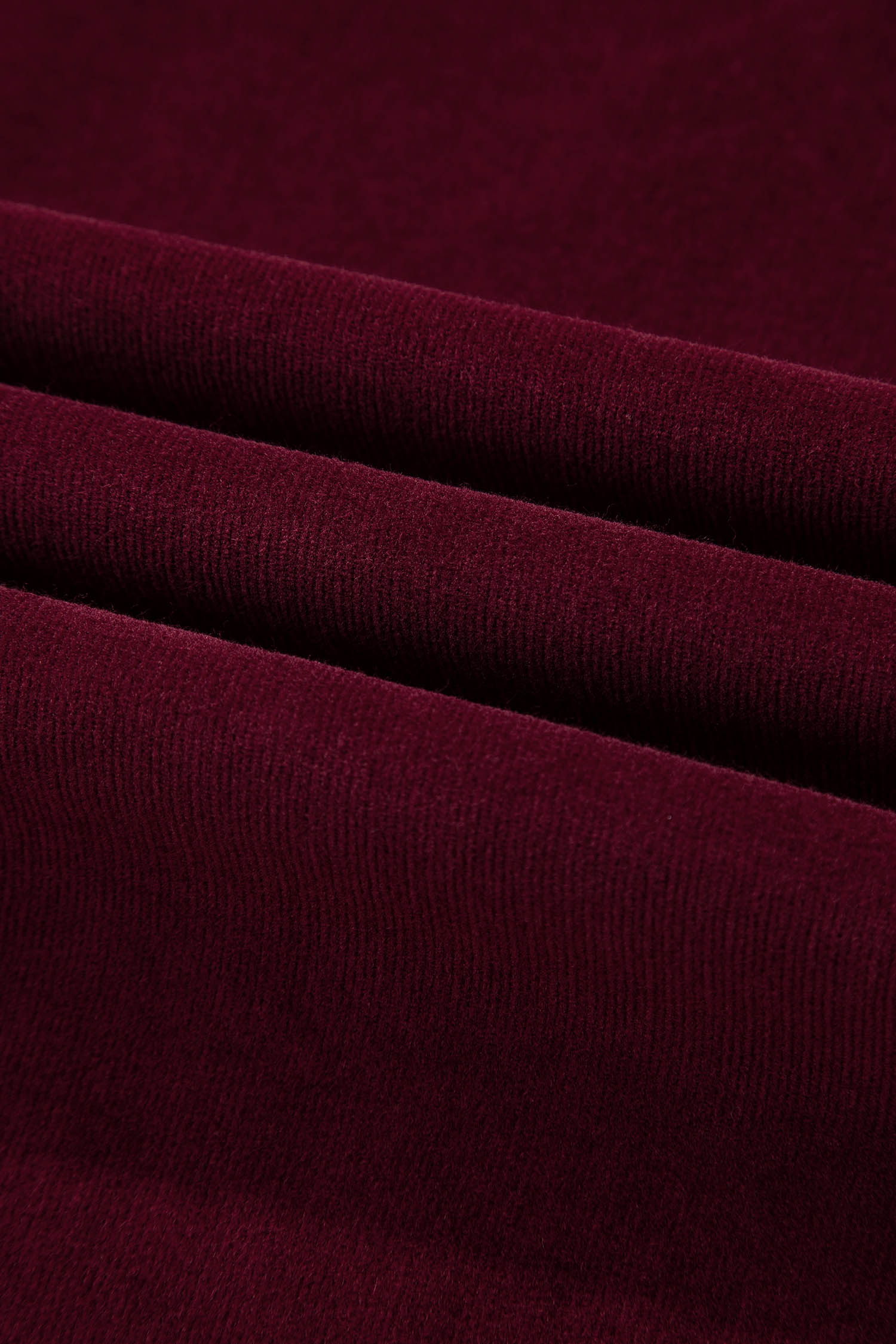 Burgundy Corduroy Solid Color High Waist Wide Leg Pants view 10