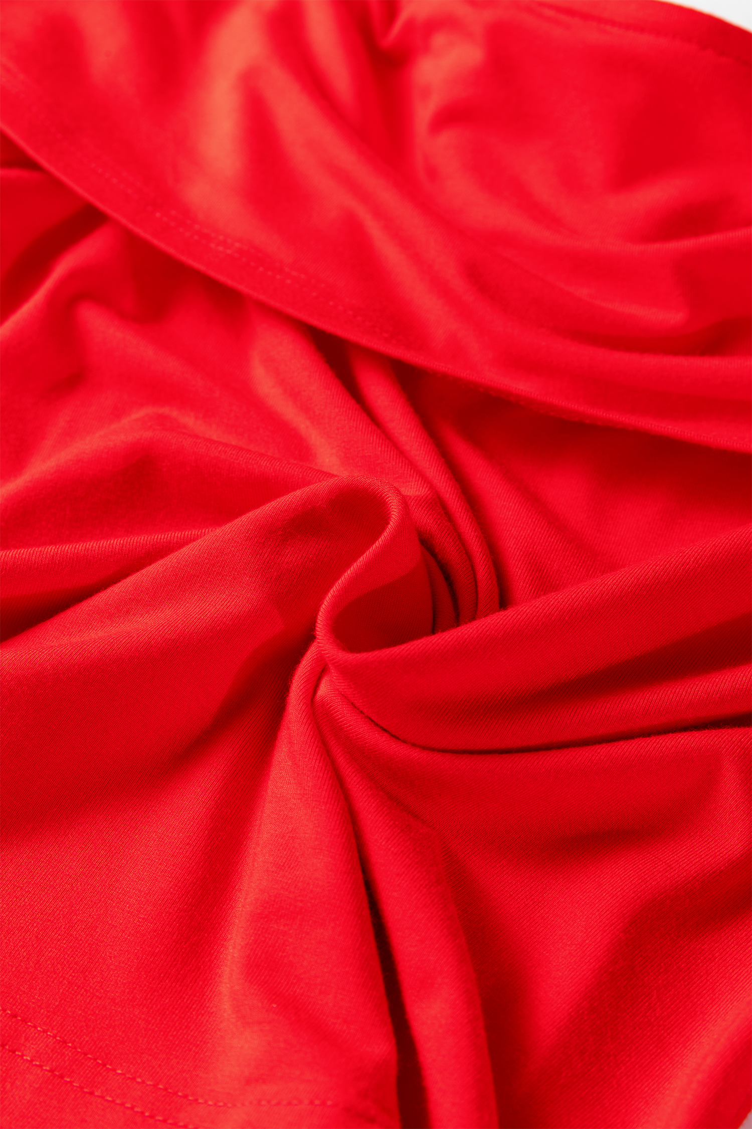 Fiery Red Foldover Off Shoulder Long Sleeve Slim Top view 18