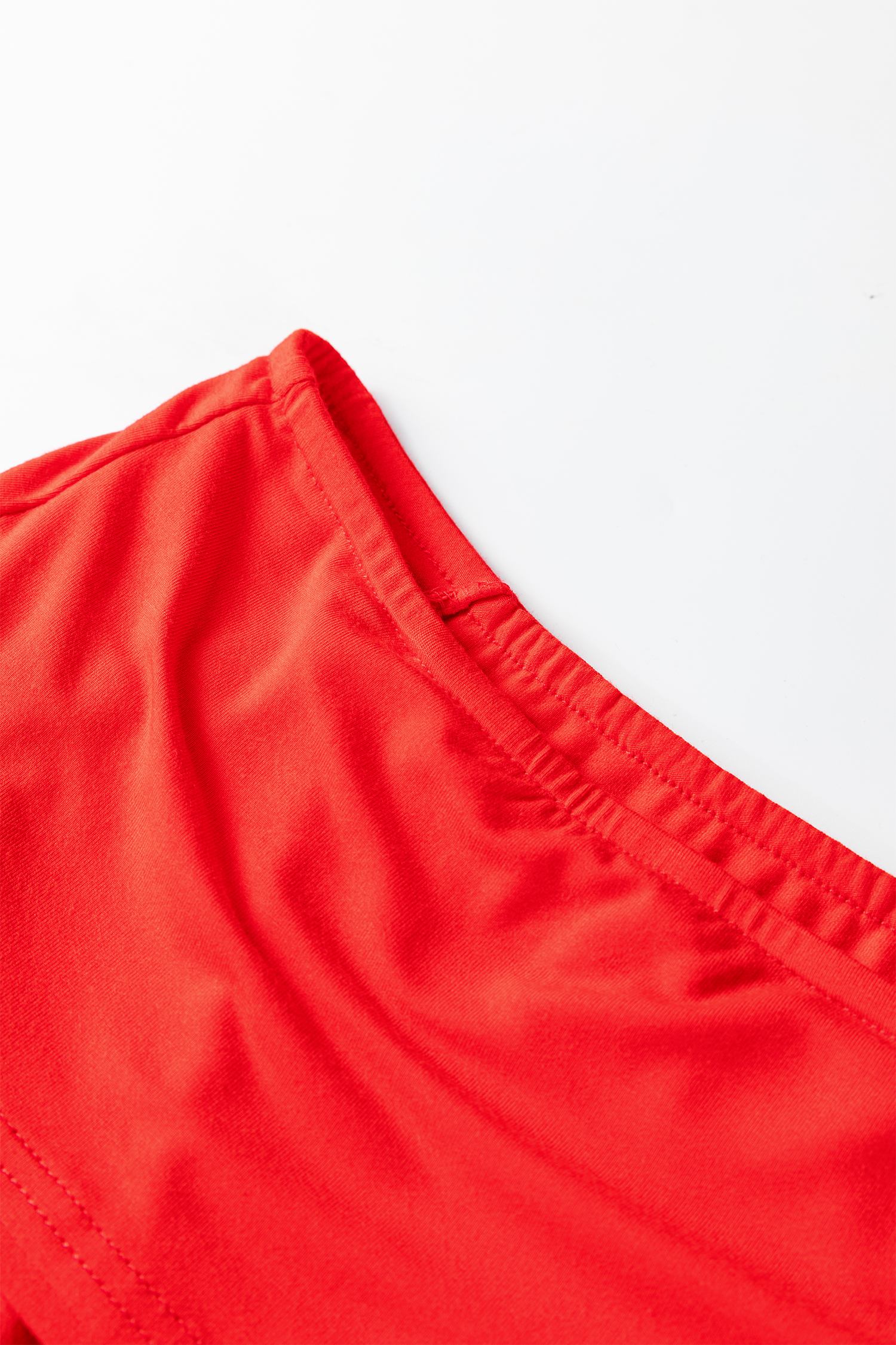 Fiery Red Foldover Off Shoulder Long Sleeve Slim Top view 16