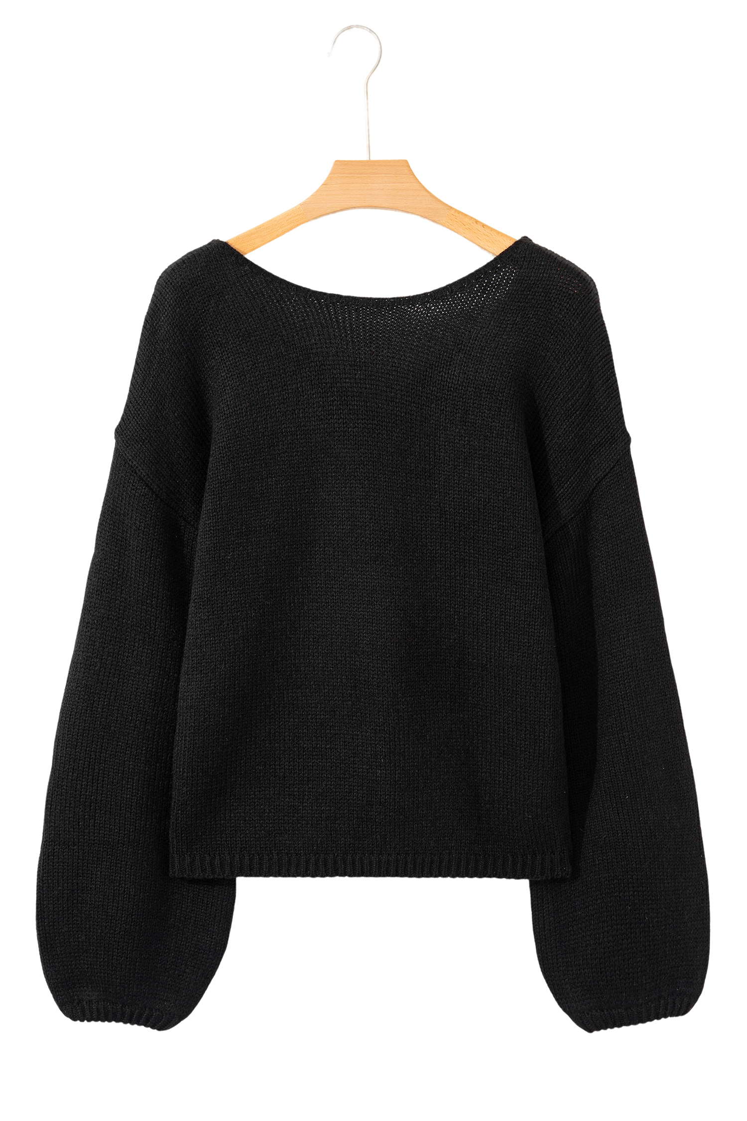 Black Bow Backless Bubble Sleeve Sweater view 14