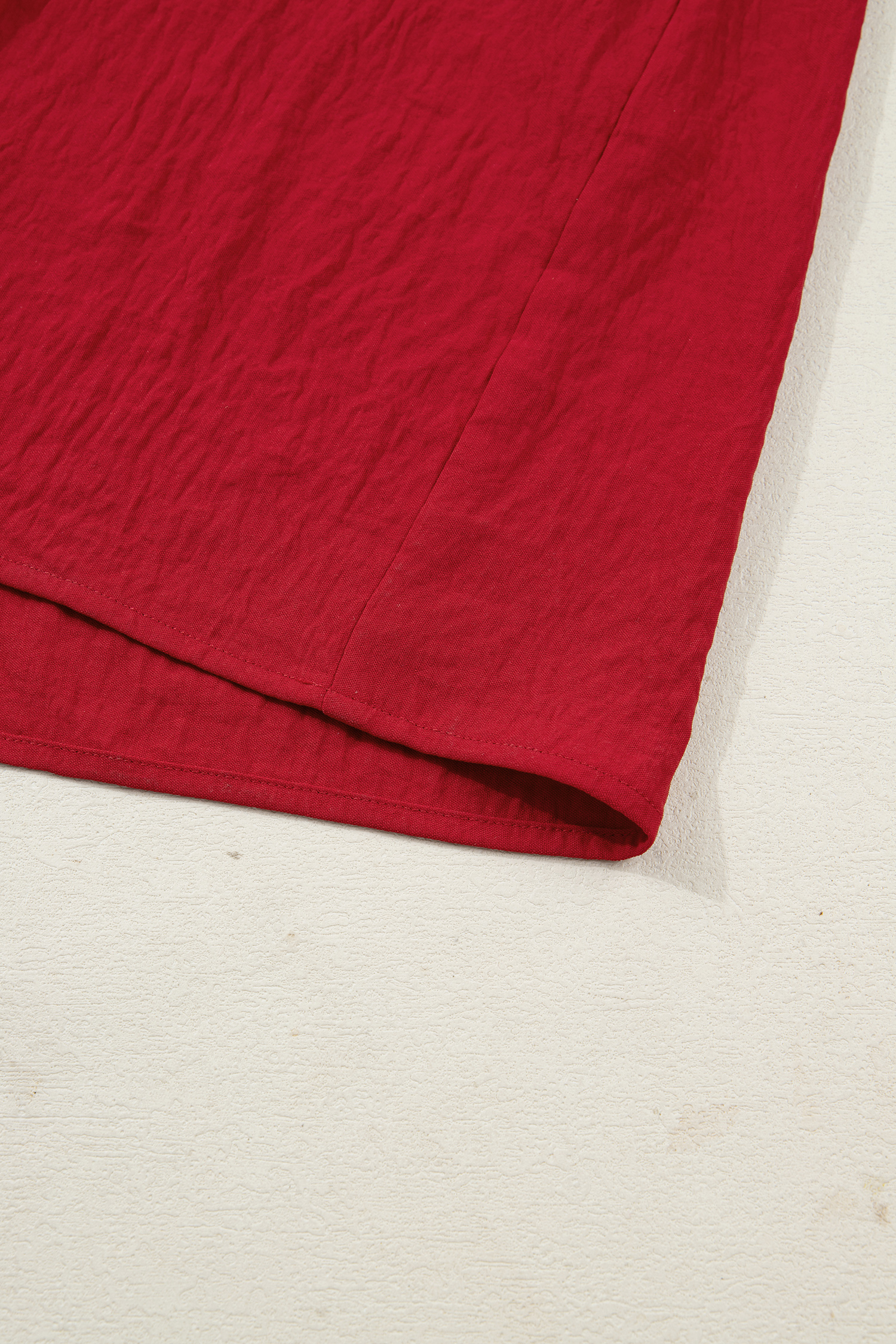 Racing Red Contrast Embroidered Detail Cinched Waist Tiered Long Sleeve Maxi Dress view 16
