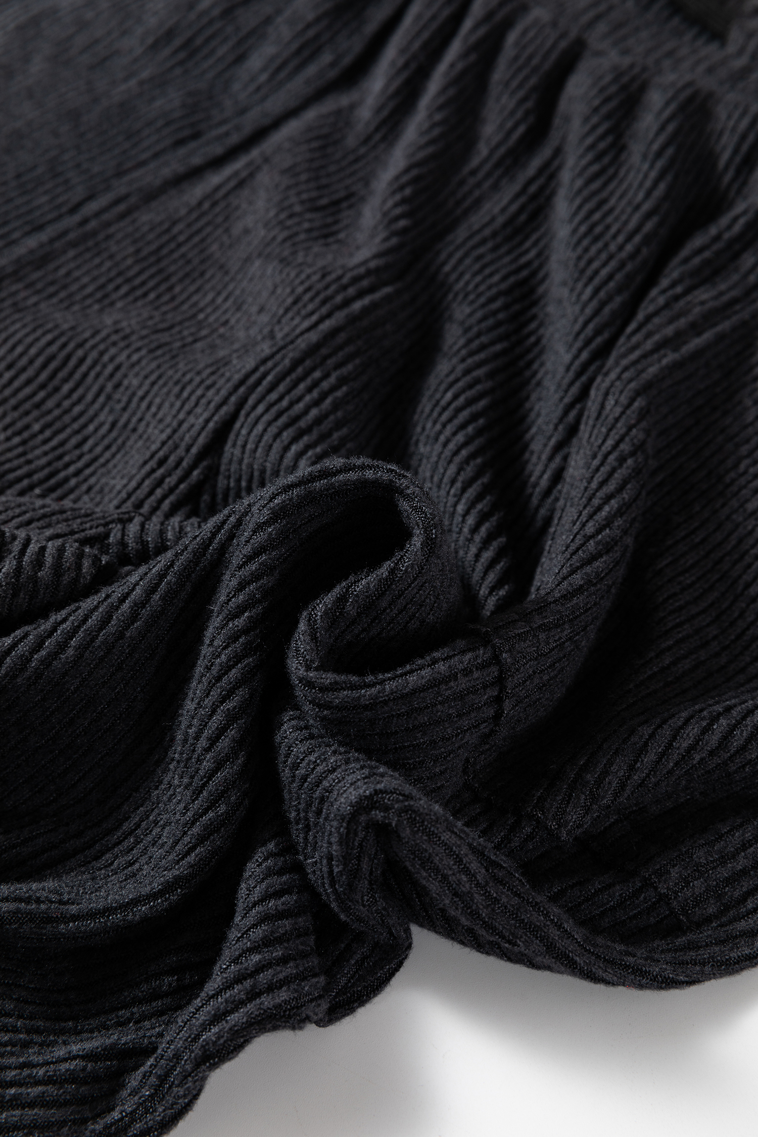 Black Ribbed Drawstring Active Jogger Pants view 10