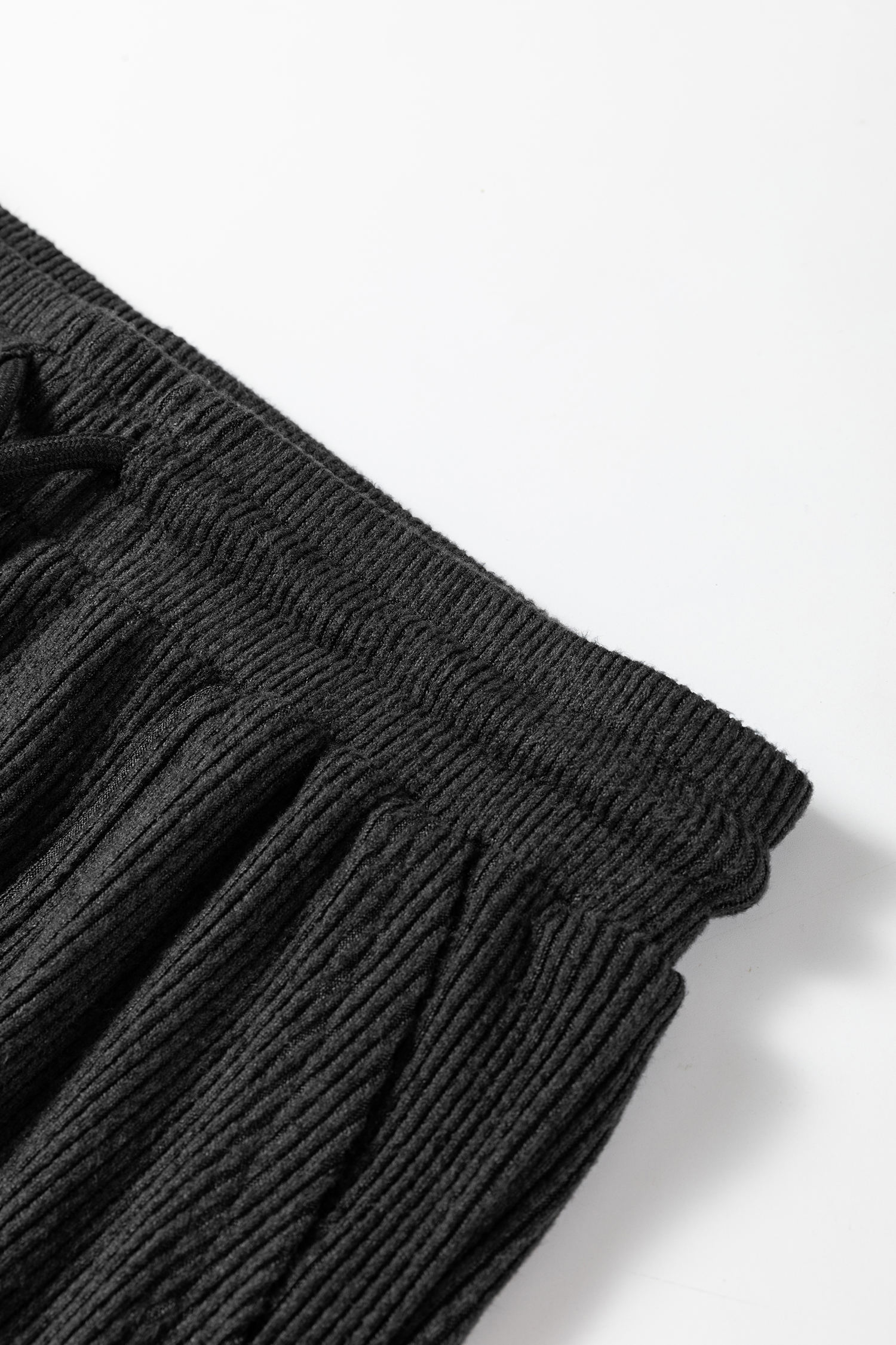 Black Ribbed Drawstring Active Jogger Pants view 8