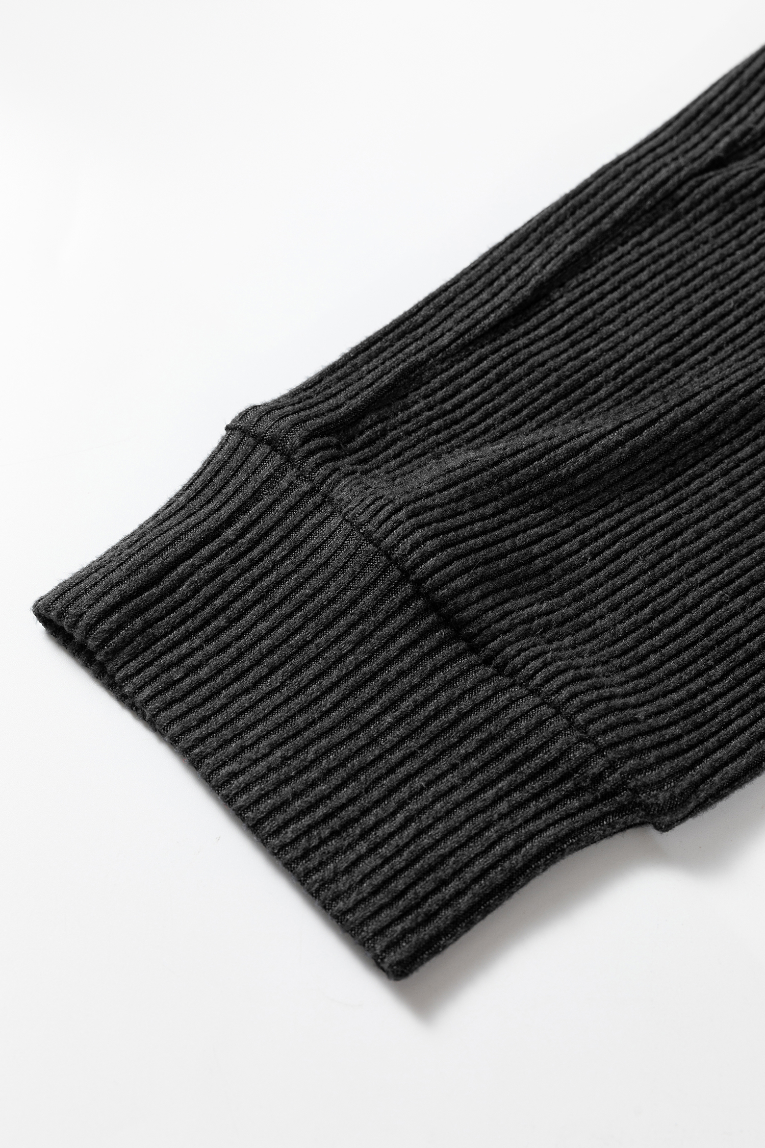 Black Ribbed Drawstring Active Jogger Pants view 11