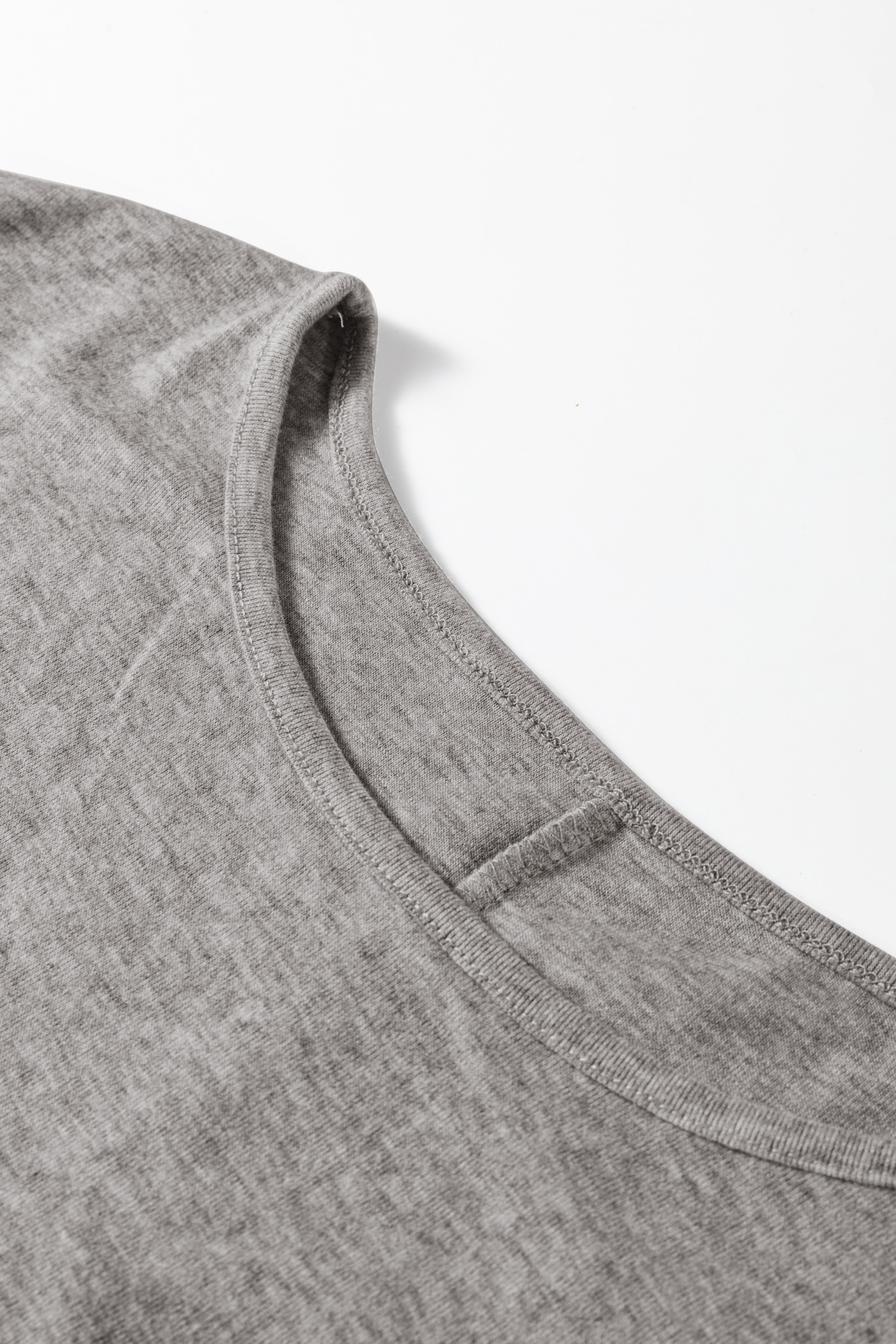 Light Grey Solid Color Extended Cuffs Long Sleeve Top view 10
