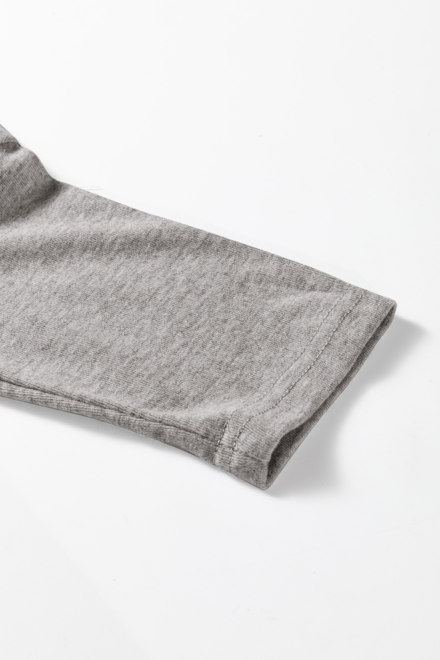 Light Grey Solid Color Extended Cuffs Long Sleeve Top view 9