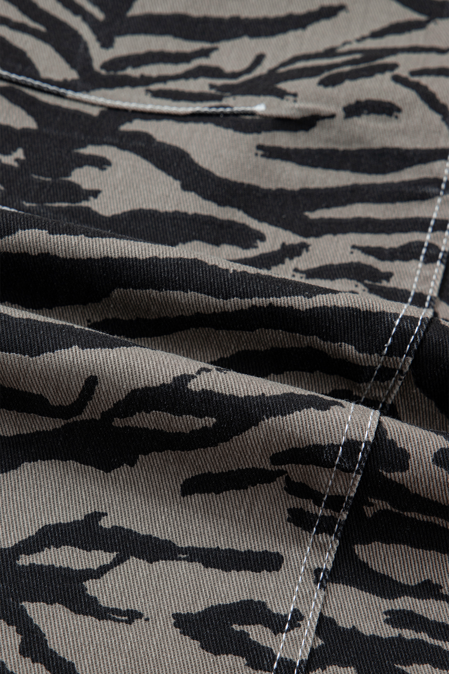 Gray Zebra Stripe Printed Wide Leg Barrel Jeans view 20