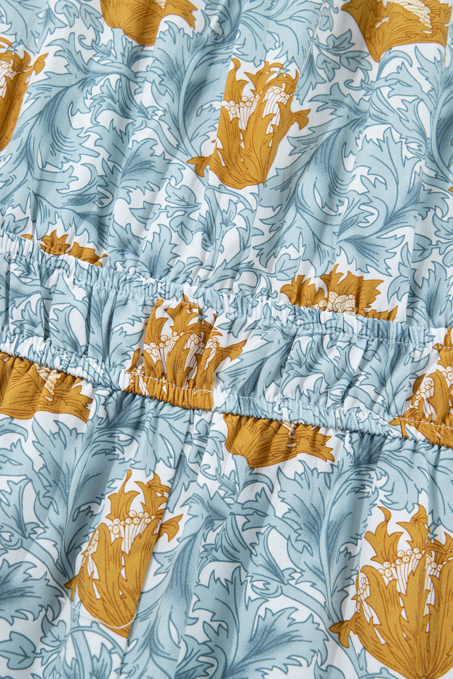 Brown Floral Printed Frilled V Neck Bracelet Sleeve Long Dress view 28