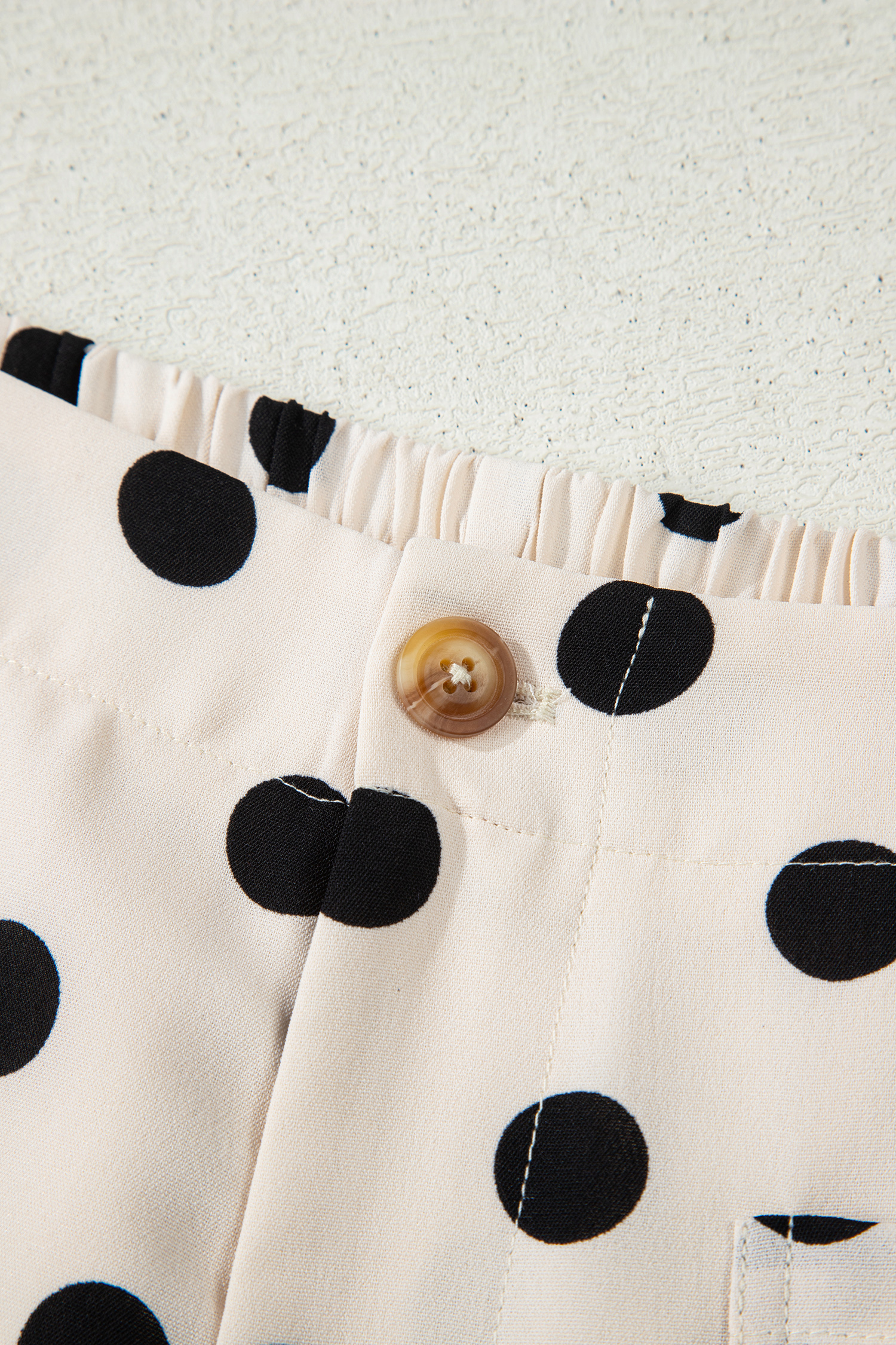 White Polka Dot Print Patched Pocket Mid-rise Straight Leg Pants view 11