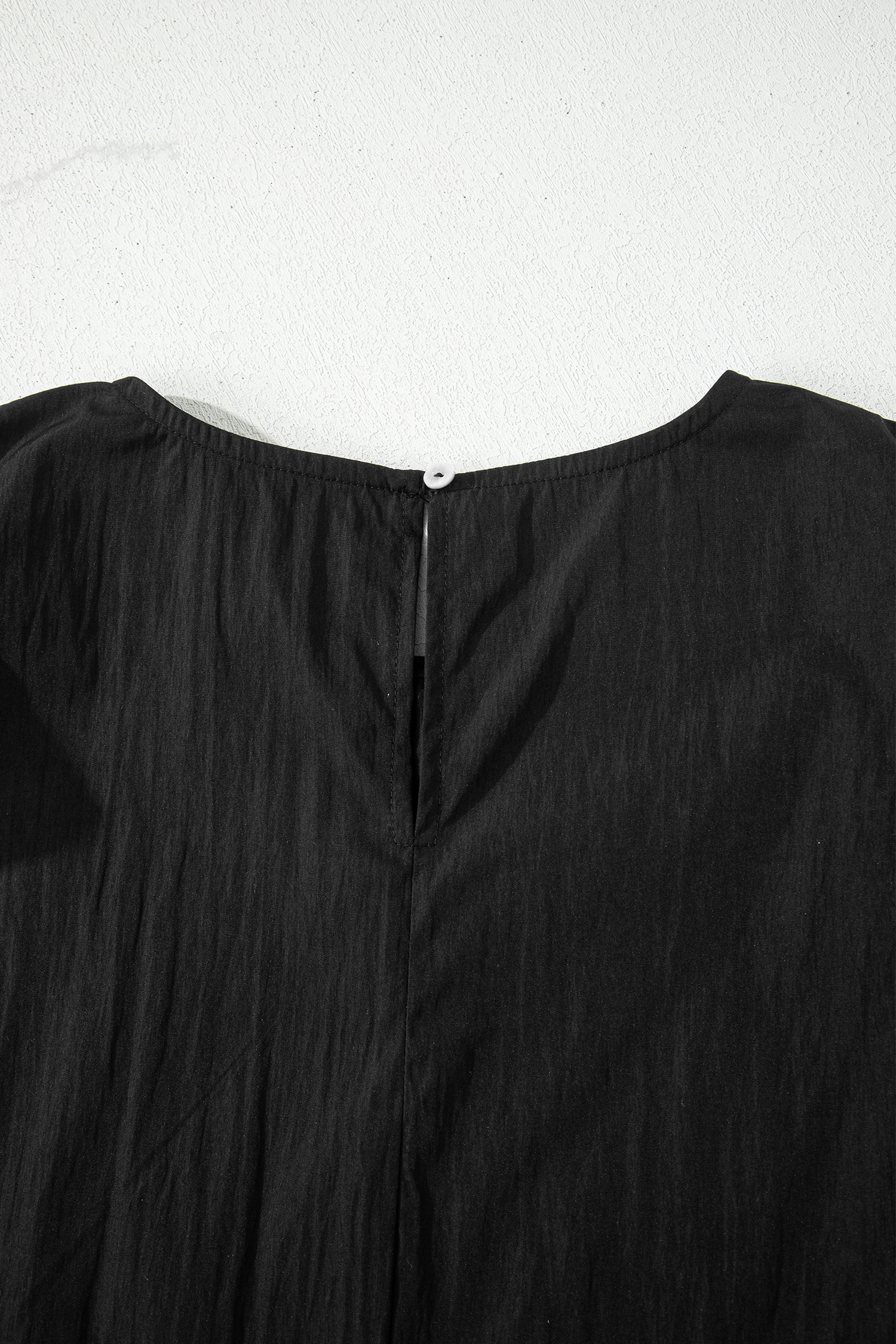 Black Contrast Trim Dual Ruffle Short Sleeve Textured Blouse view 12