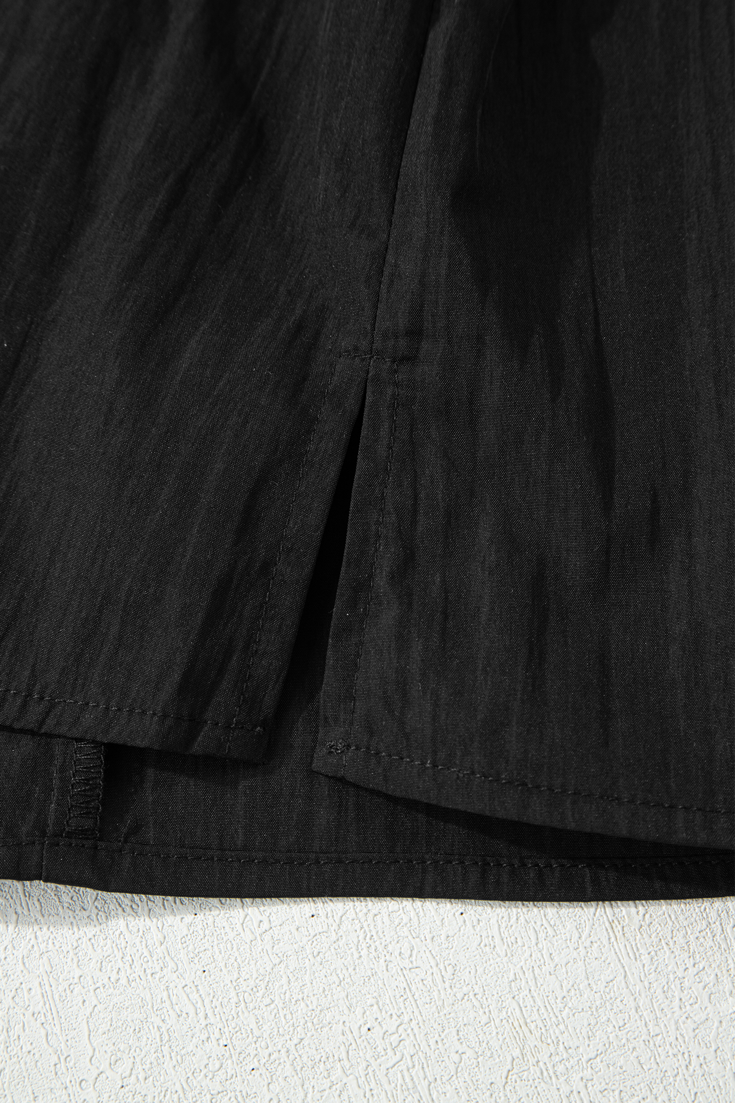 Black Contrast Trim Dual Ruffle Short Sleeve Textured Blouse view 13