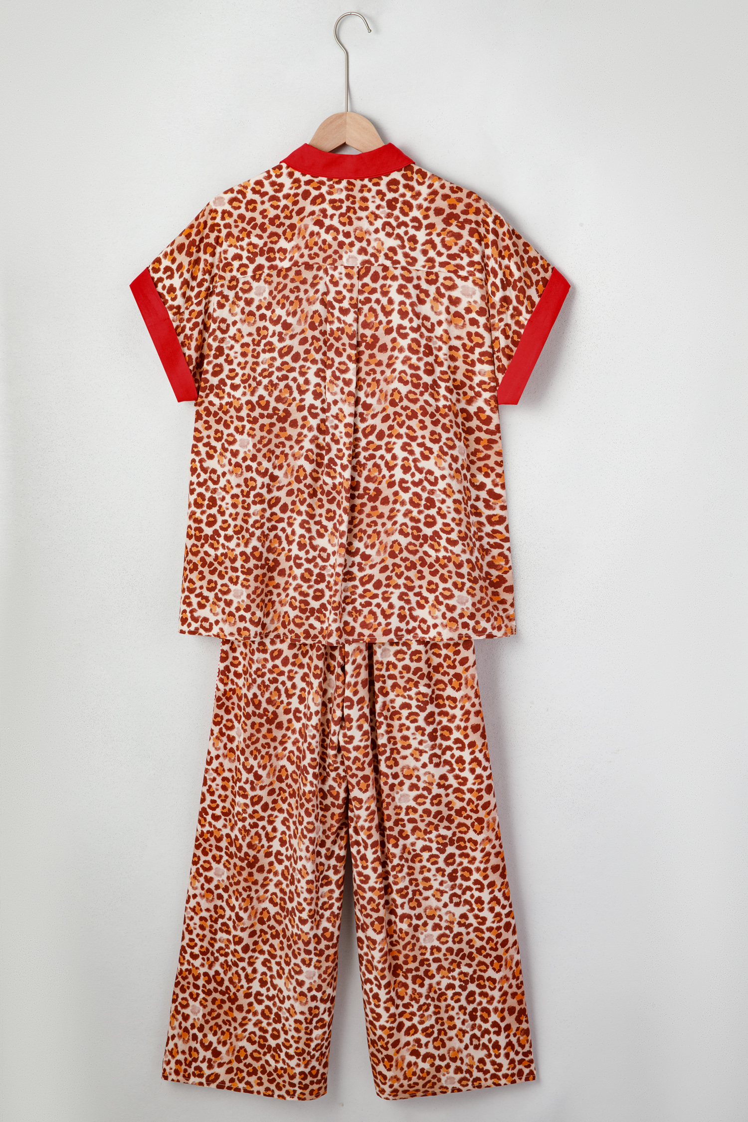 Brown Contrast Trim Leopard Top and Pant Set view 25