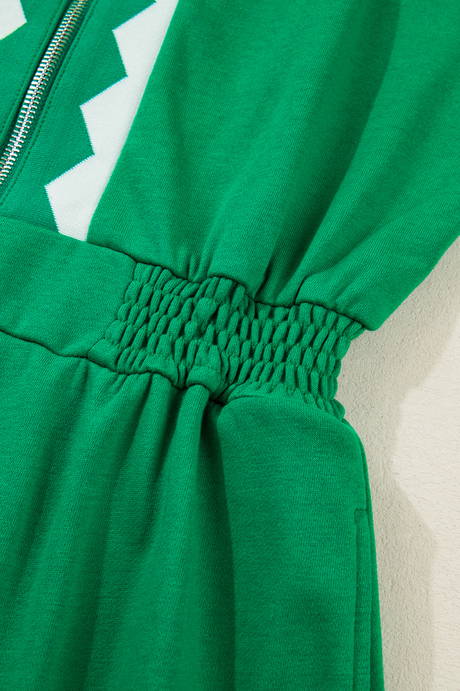 Bright Green Contrast Patchwork Half Zip Elastic Waist Short Sleeve Mini Dress view 14