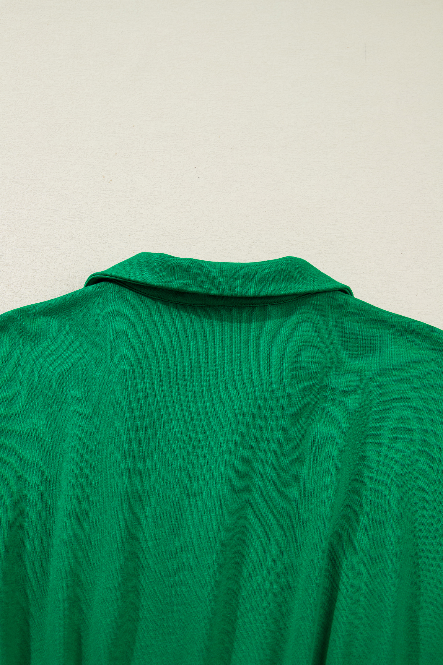 Bright Green Contrast Patchwork Half Zip Elastic Waist Short Sleeve Mini Dress view 18