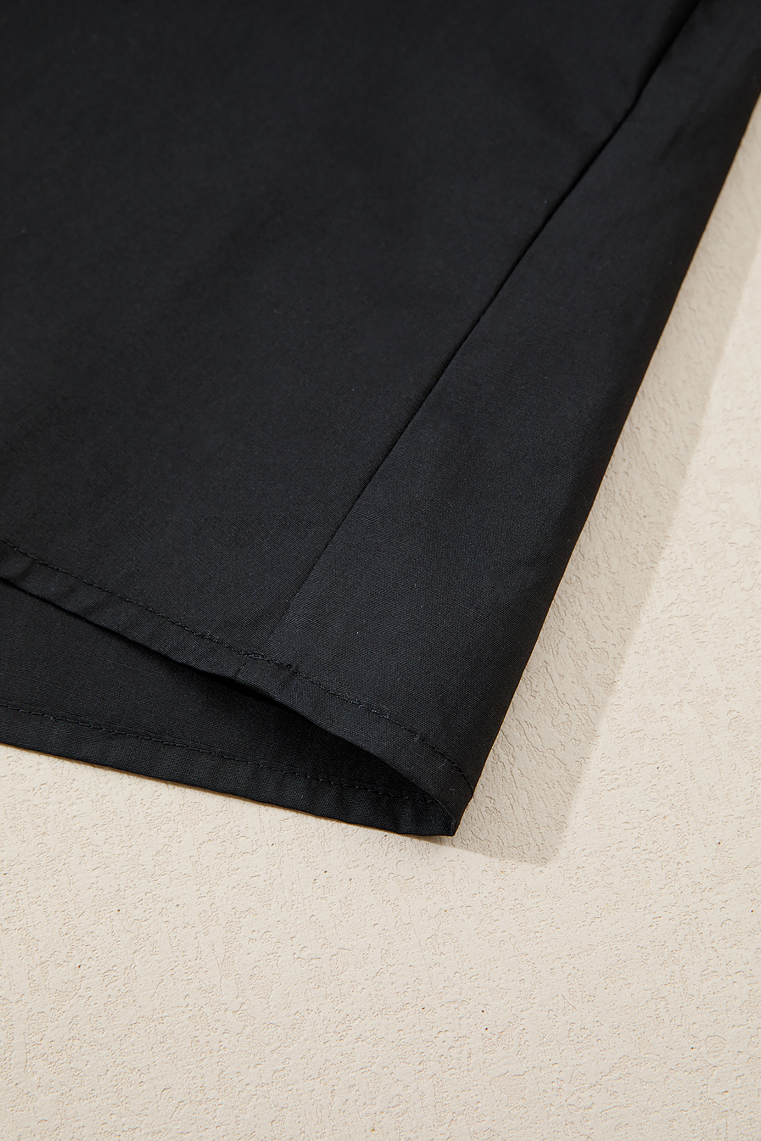 Black Short Puff Sleeve Contrast Embroidered Detail V Neck Blouse view 10