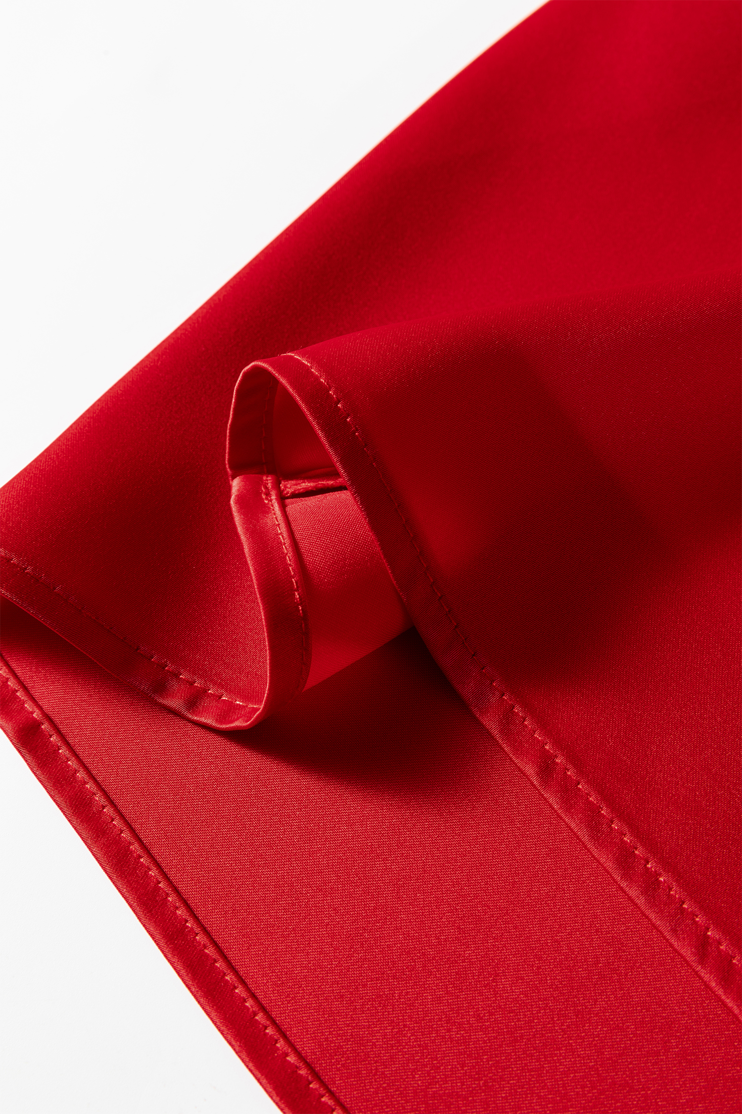Fiery Red Solid Color Frilled V Neck Bow Detail 3/4 Sleeve Blouse view 22