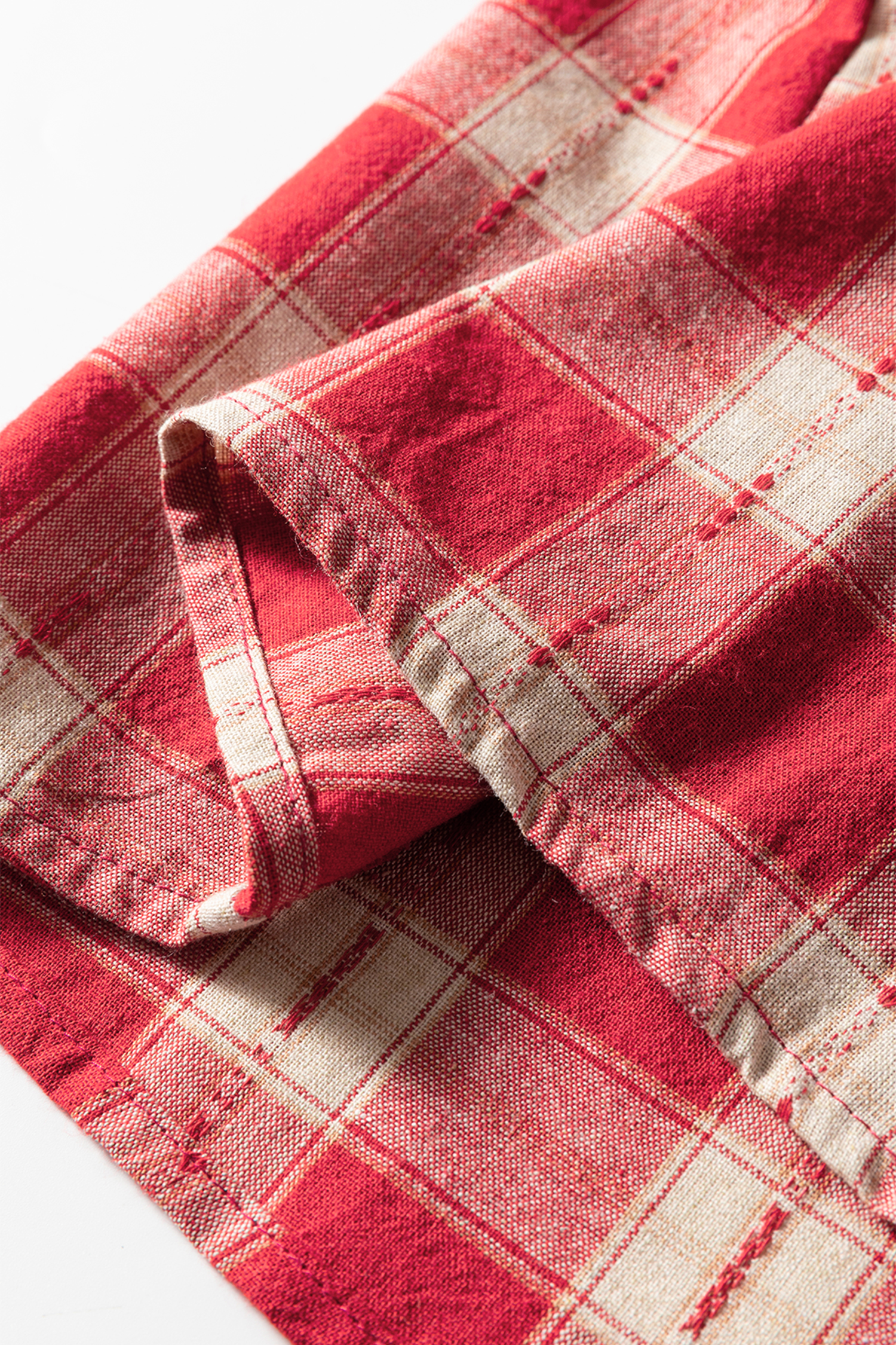 Red Plaid Print Smocked Puff Sleeve Mini Dress view 21