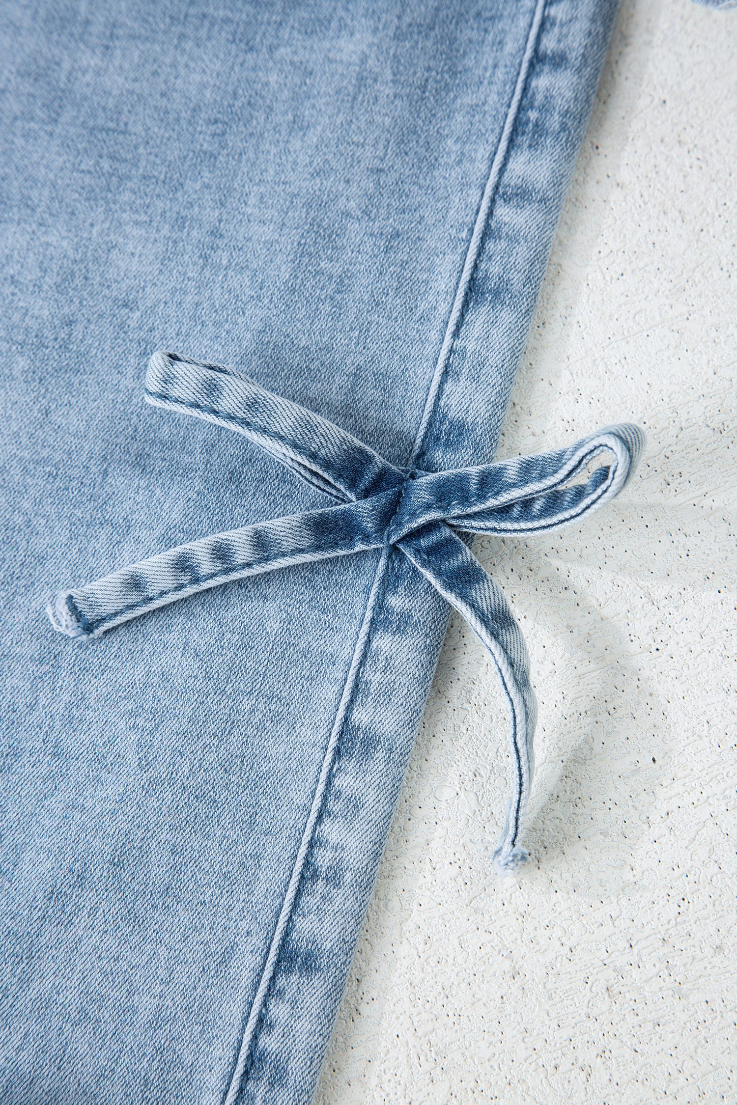 Beau Blue Bow Knot Side Detail Straight Leg Loose Jeans view 18