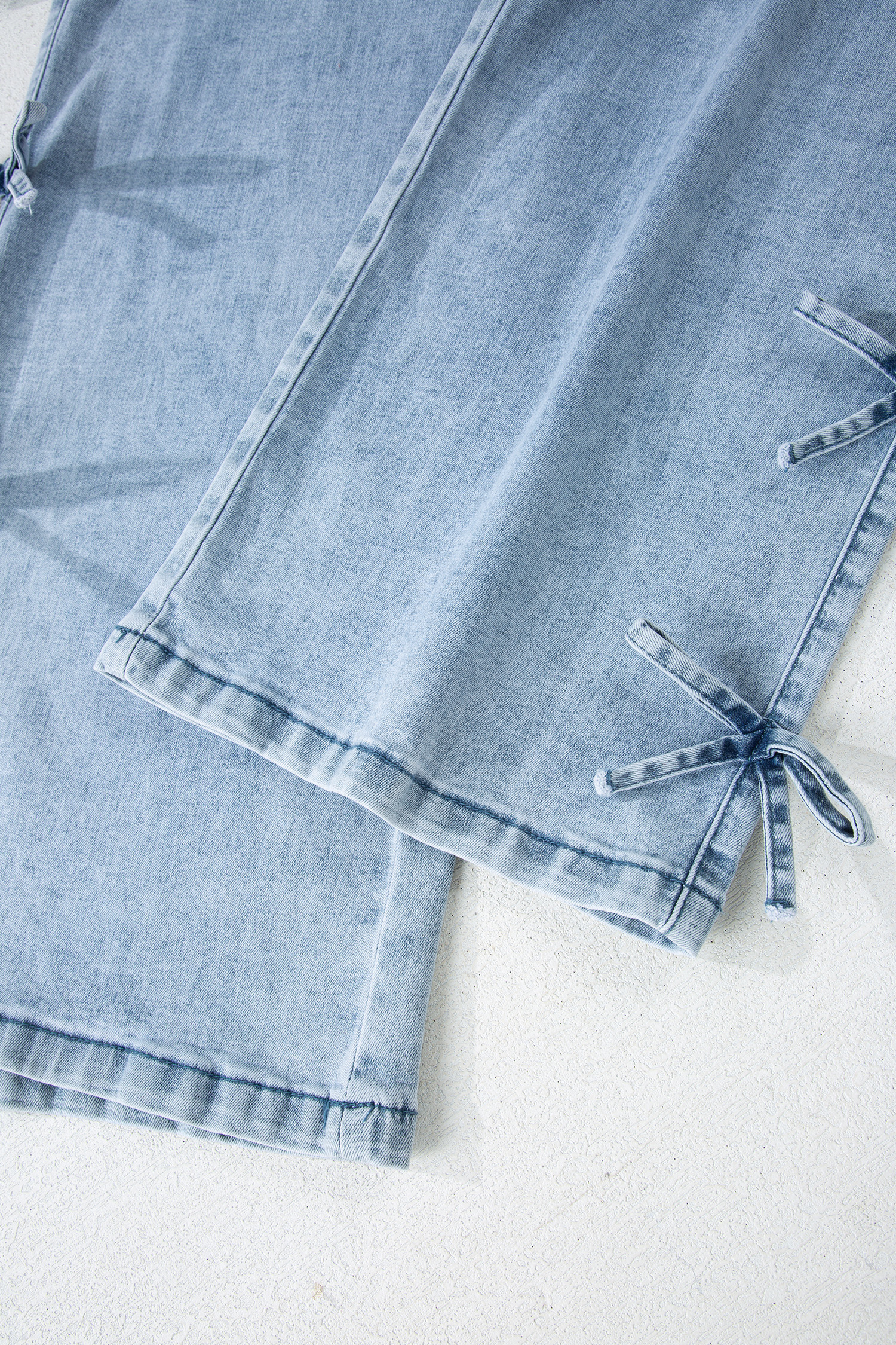 Beau Blue Bow Knot Side Detail Straight Leg Loose Jeans view 17
