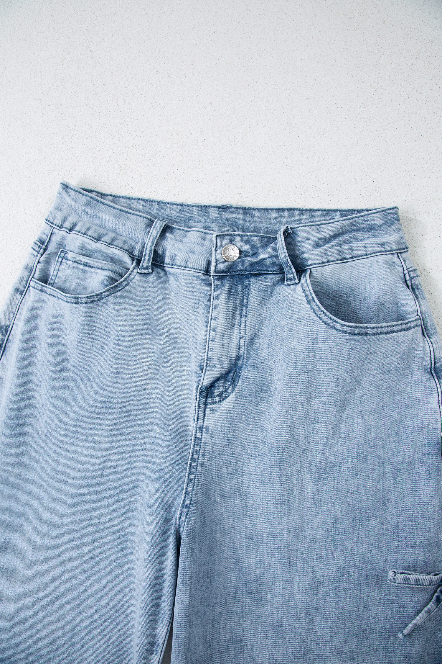 Beau Blue Bow Knot Side Detail Straight Leg Loose Jeans view 22