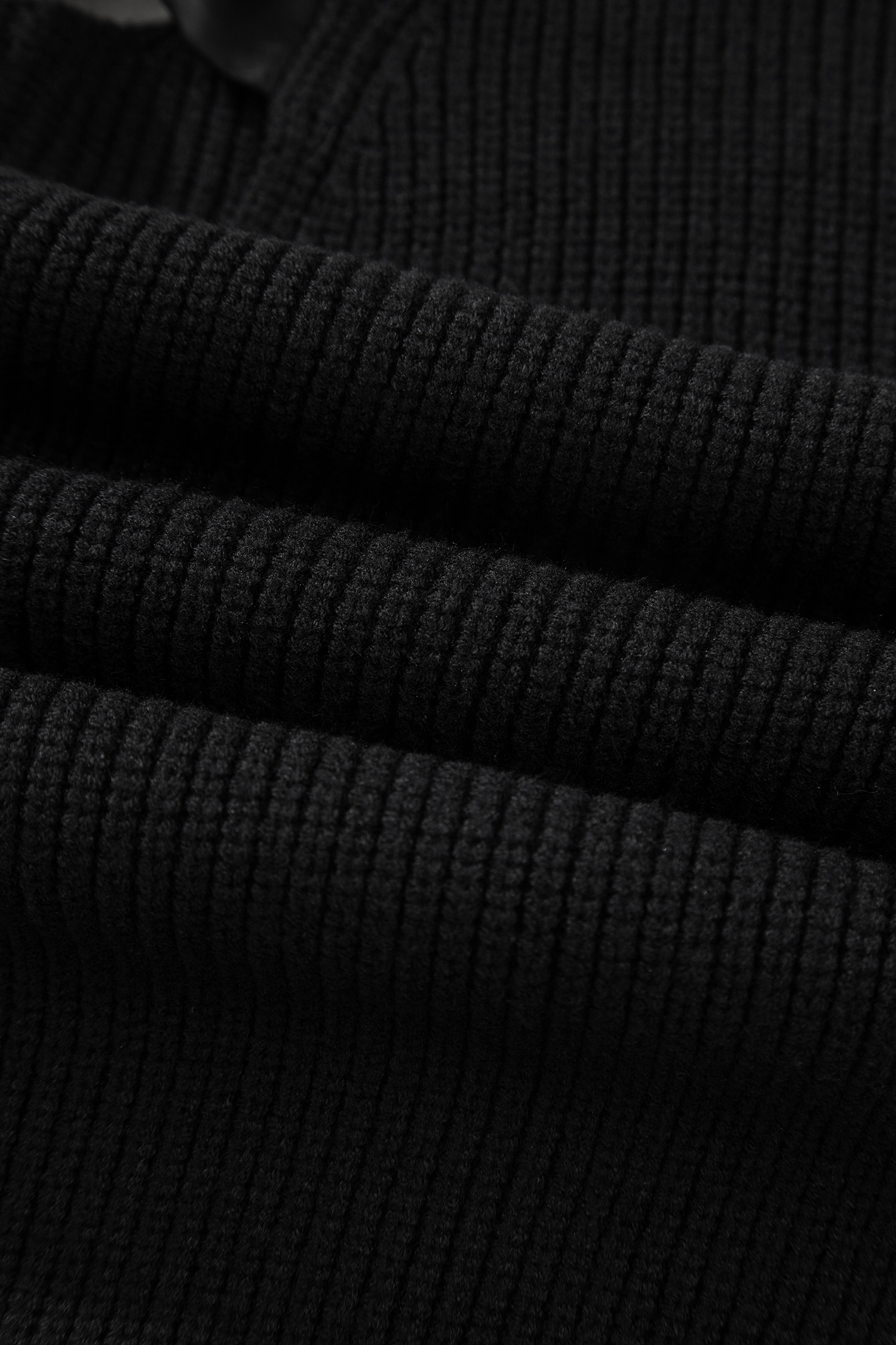 Black Ribbed Knit Ribbon Knot Backless Drop Shoulder Sweater view 18