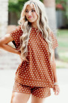 Brown Polka Dot Print Short Set