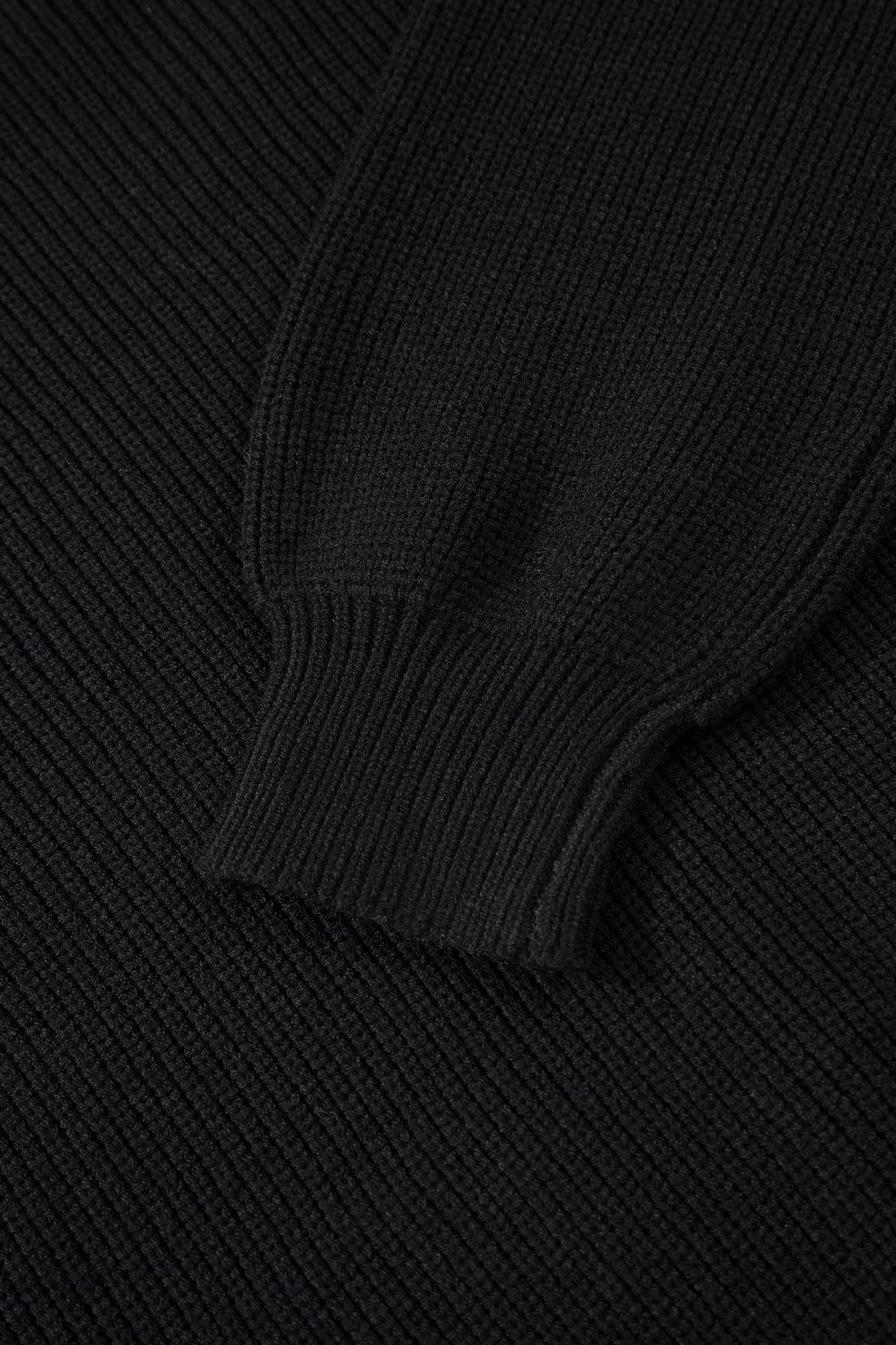 Black Ribbed Knit Ribbon Knot Backless Drop Shoulder Sweater view 15