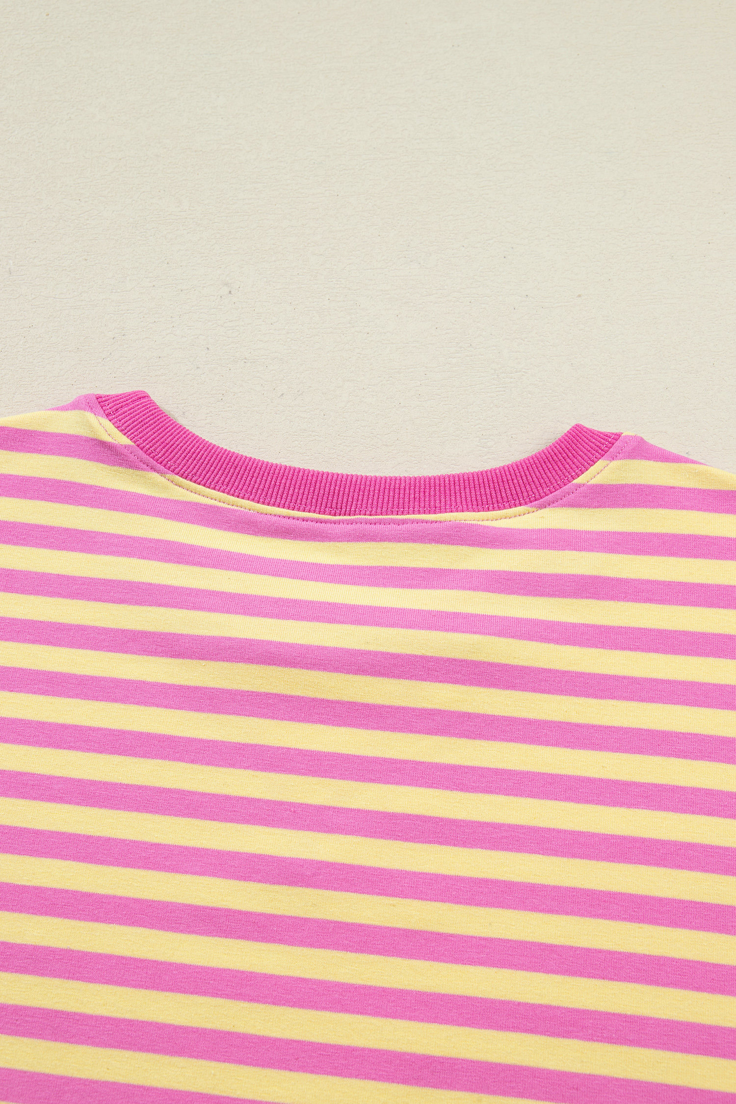 Rose Stripe Drop Shoulder Boxy Casual Terry Short Set