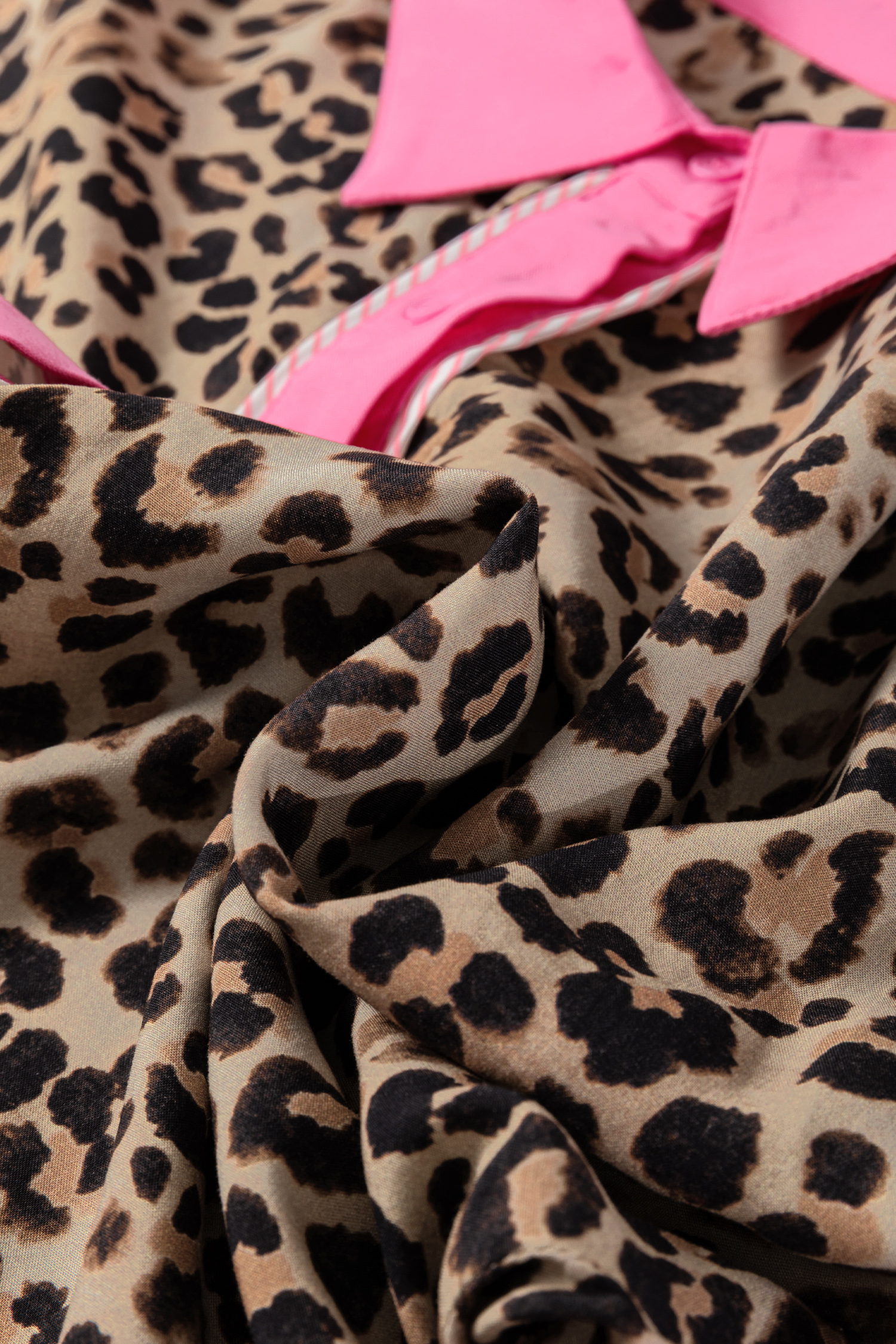 Brown Contrast Trim Leopard Top and Pant Set view 13