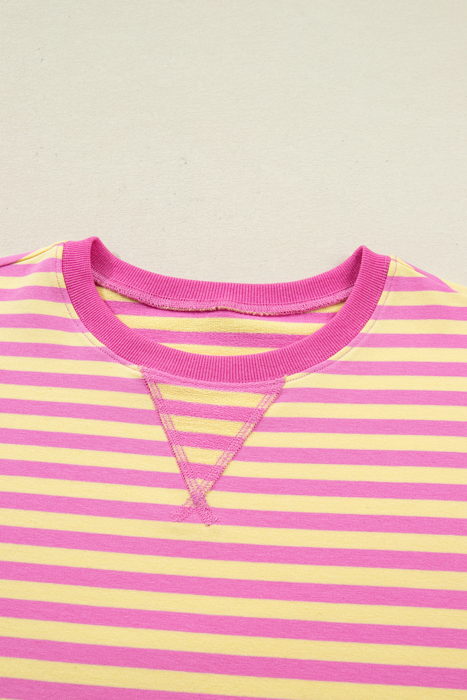 Rose Stripe Drop Shoulder Boxy Casual Terry Short Set