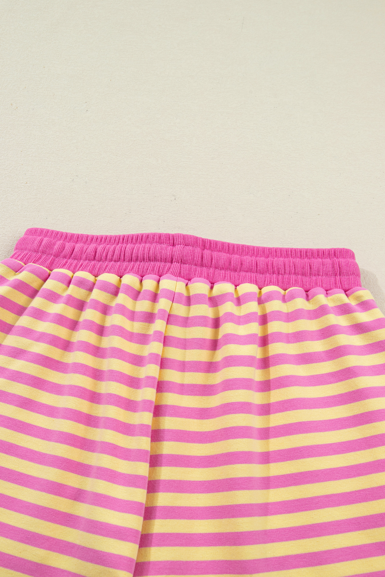 Rose Stripe Drop Shoulder Boxy Casual Terry Short Set