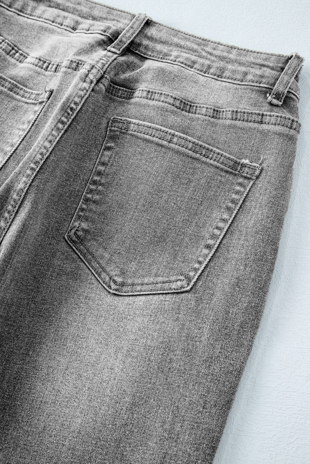 Gray Raw Hem Straight Leg Loose High Waist Jeans view 15