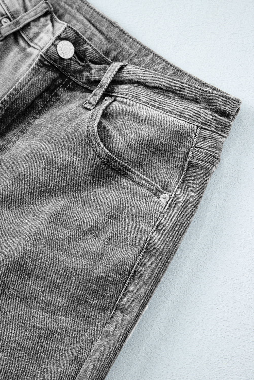 Gray Raw Hem Straight Leg Loose High Waist Jeans view 13