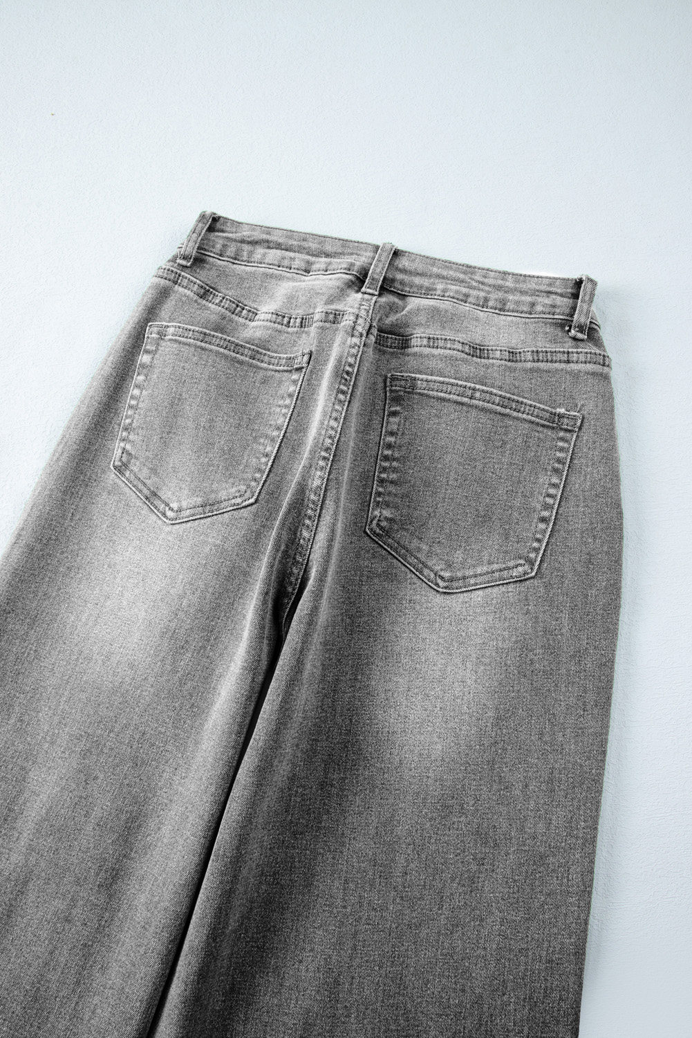 Gray Raw Hem Straight Leg Loose High Waist Jeans view 16