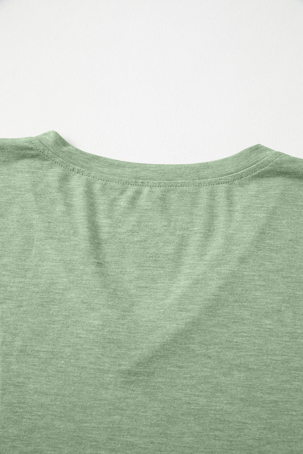 Grass Green Solid Color V Neck Long Sleeve Stretchy Top view 19