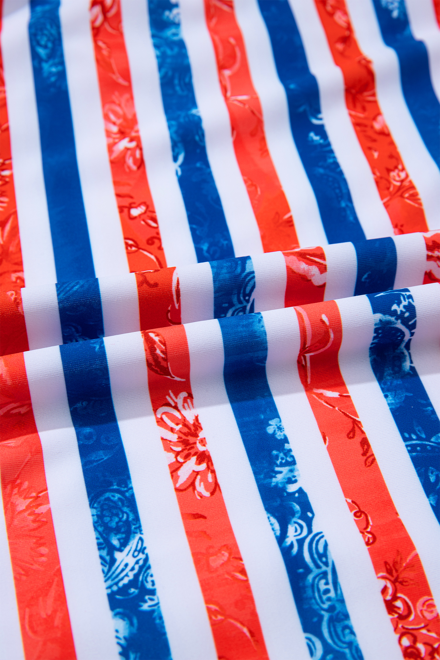 Red July 4th Stripes Impression Cutout Spaghetti Straps One Piece Swimsuit view 22