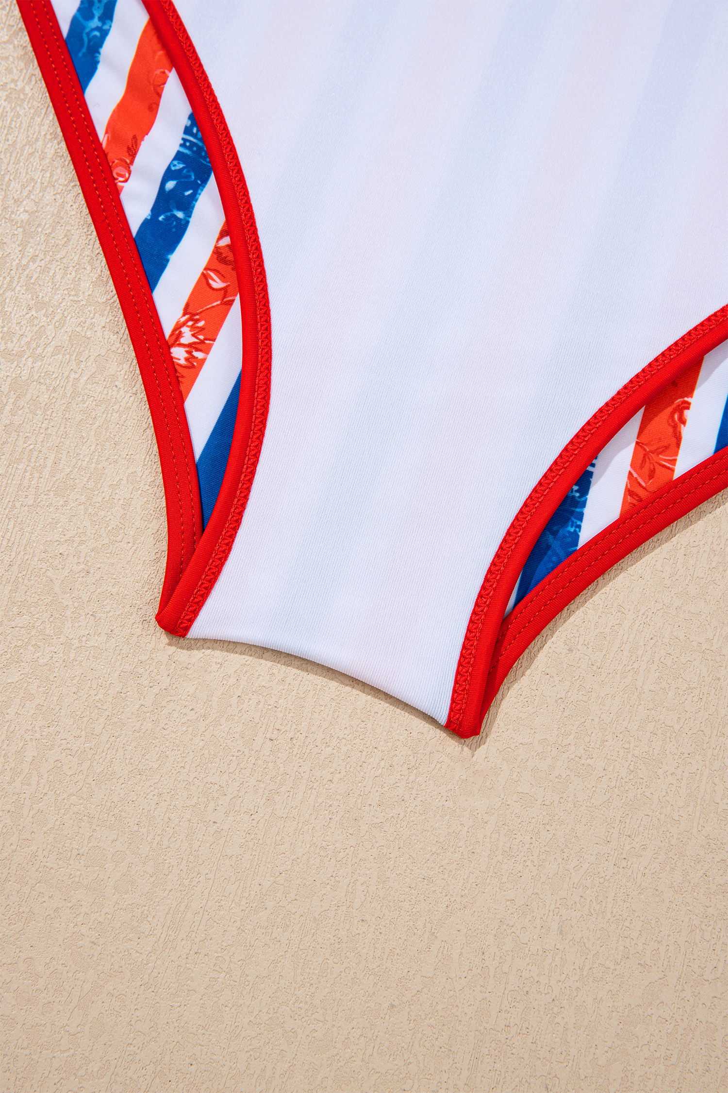 Red July 4th Stripes Impression Cutout Spaghetti Straps One Piece Swimsuit view 18