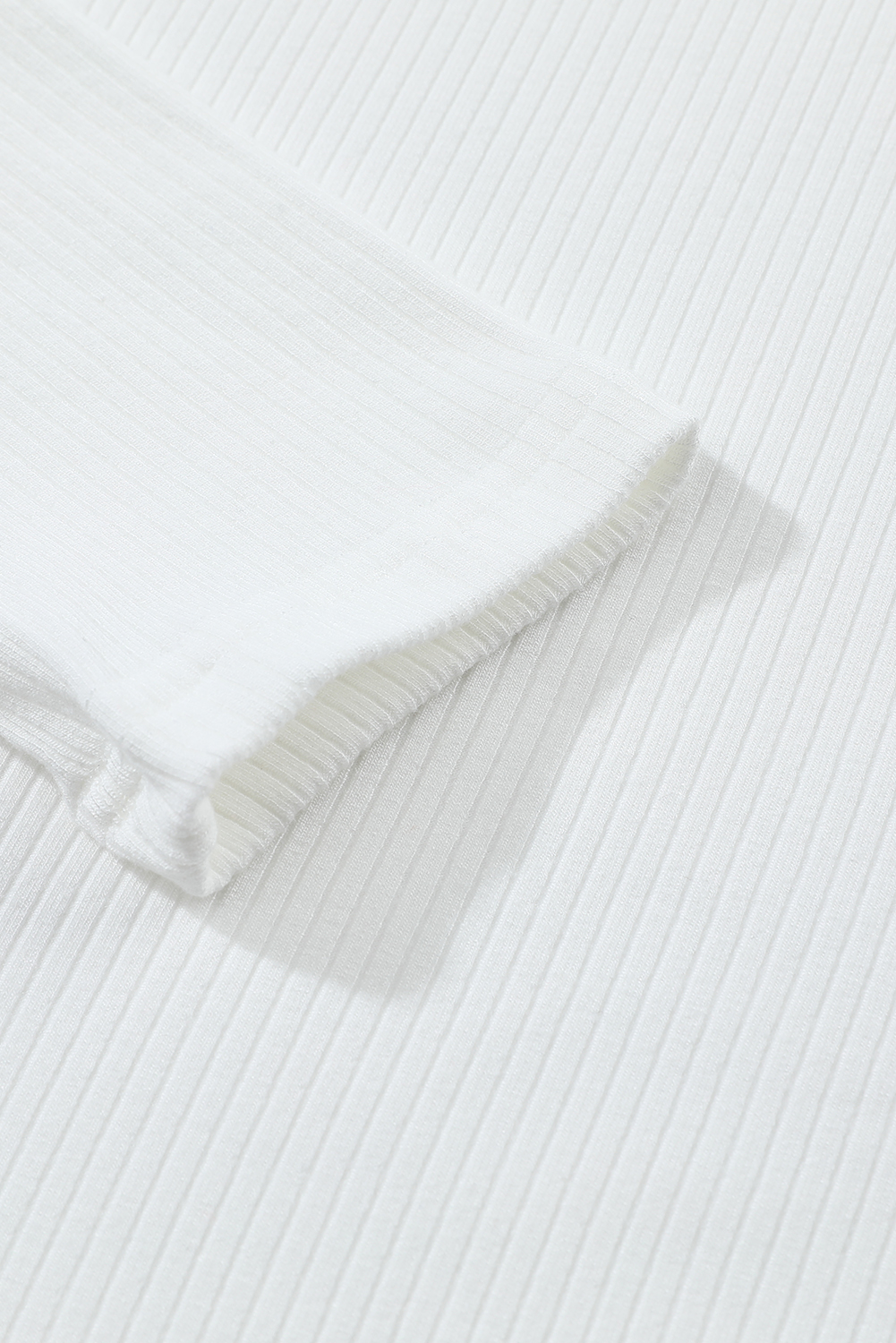 White Ribbed Knit High Neck Long Sleeve Top view 11