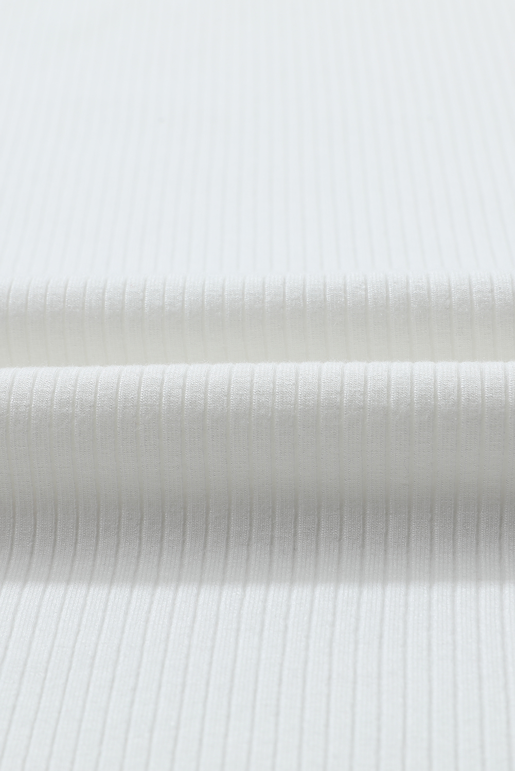 White Ribbed Knit High Neck Long Sleeve Top view 8