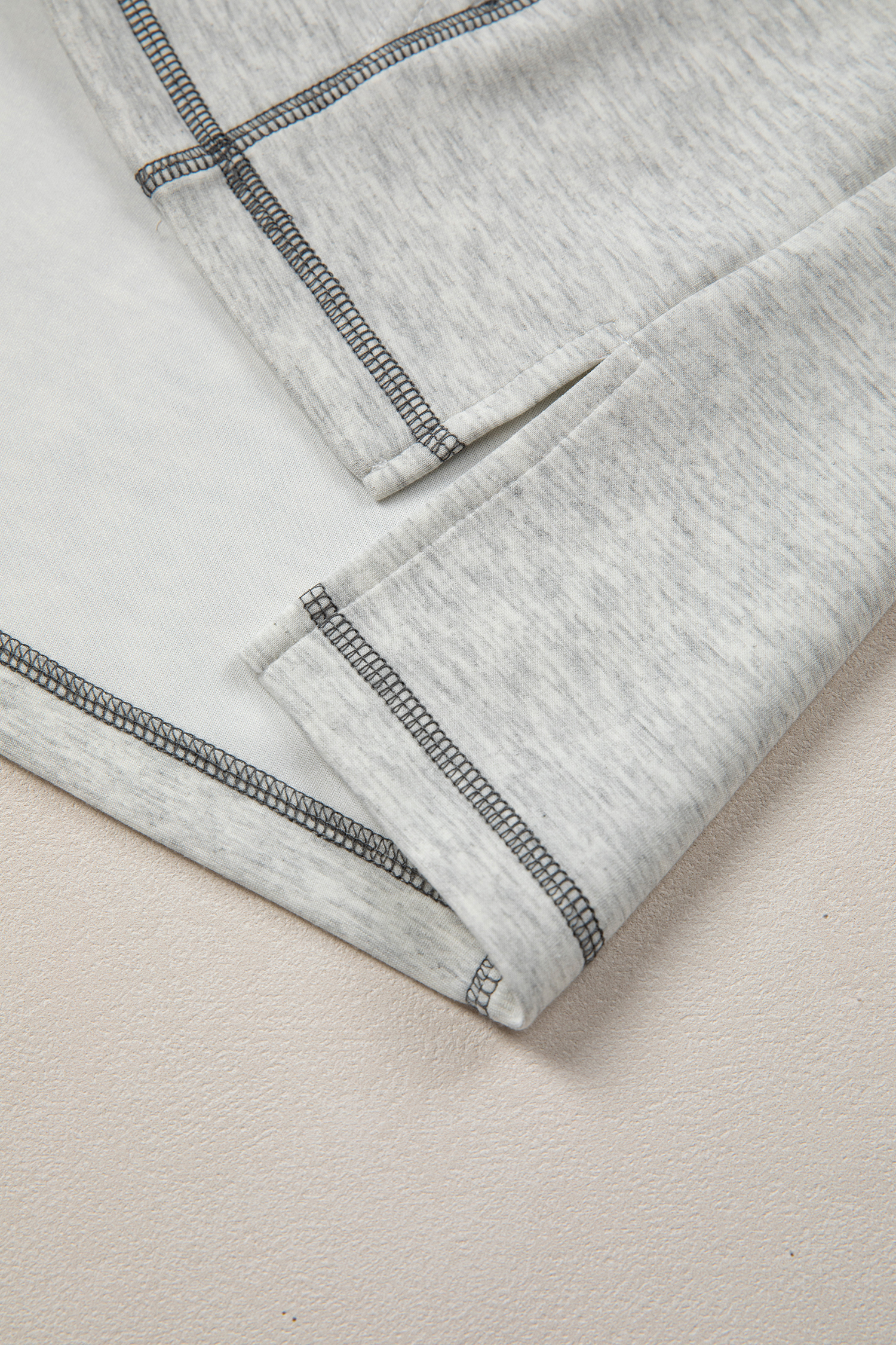 Light Grey Half Zip Stand Neck Seam Detail Long Sleeve Top view 13