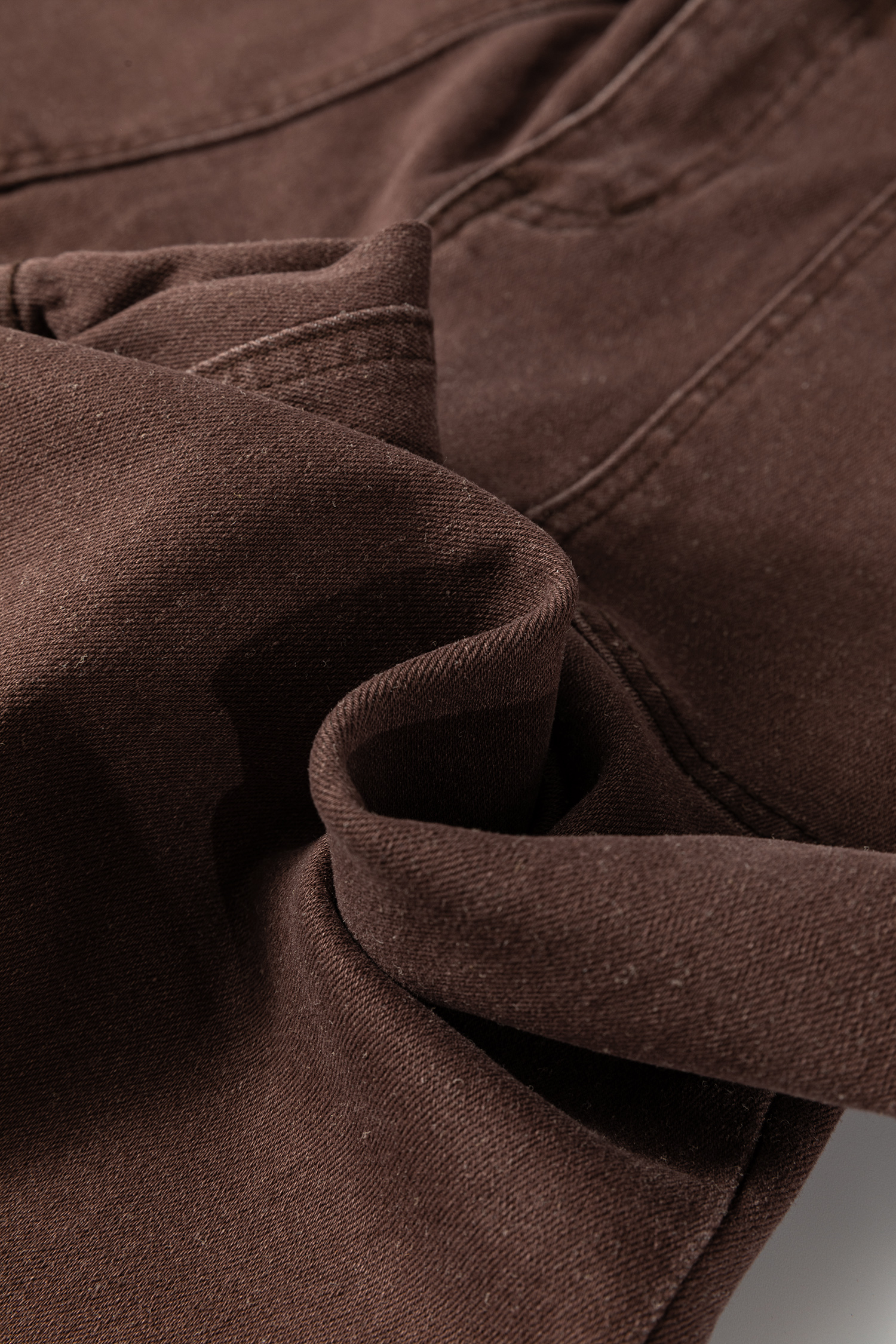 Dark Brown Retro Washed Patch Pocket Loose Jeans view 12