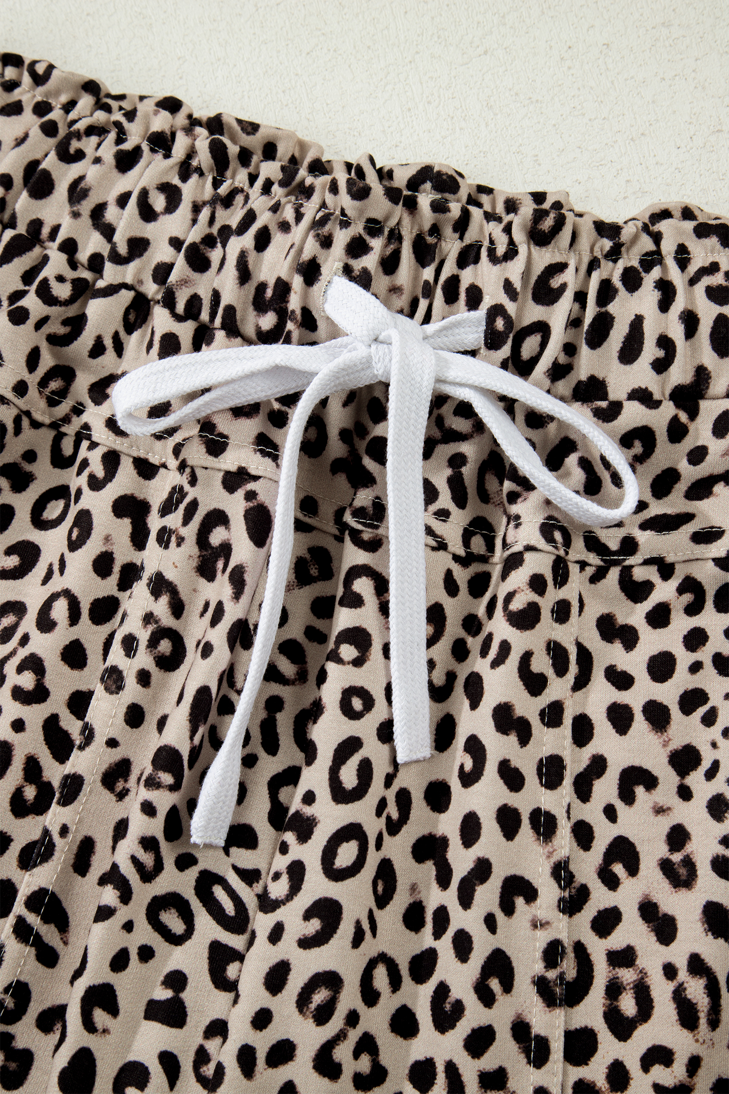 Khaki Animal Print Wide Leg Terry Knit Pants view 12