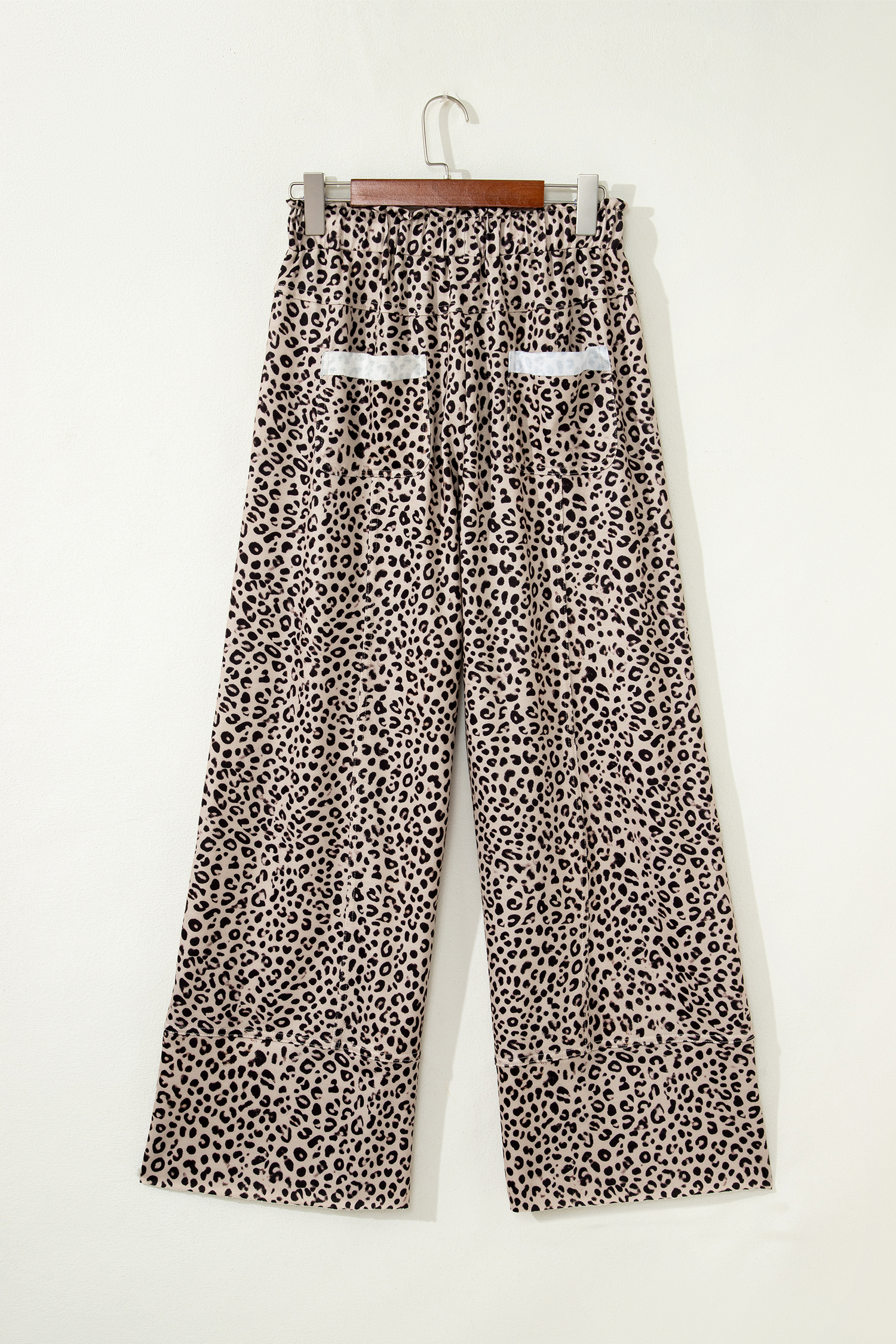 Khaki Animal Print Wide Leg Terry Knit Pants view 11
