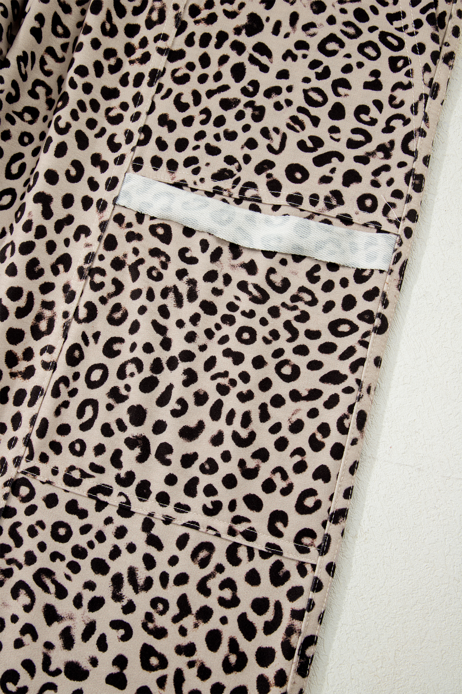 Khaki Animal Print Wide Leg Terry Knit Pants view 17