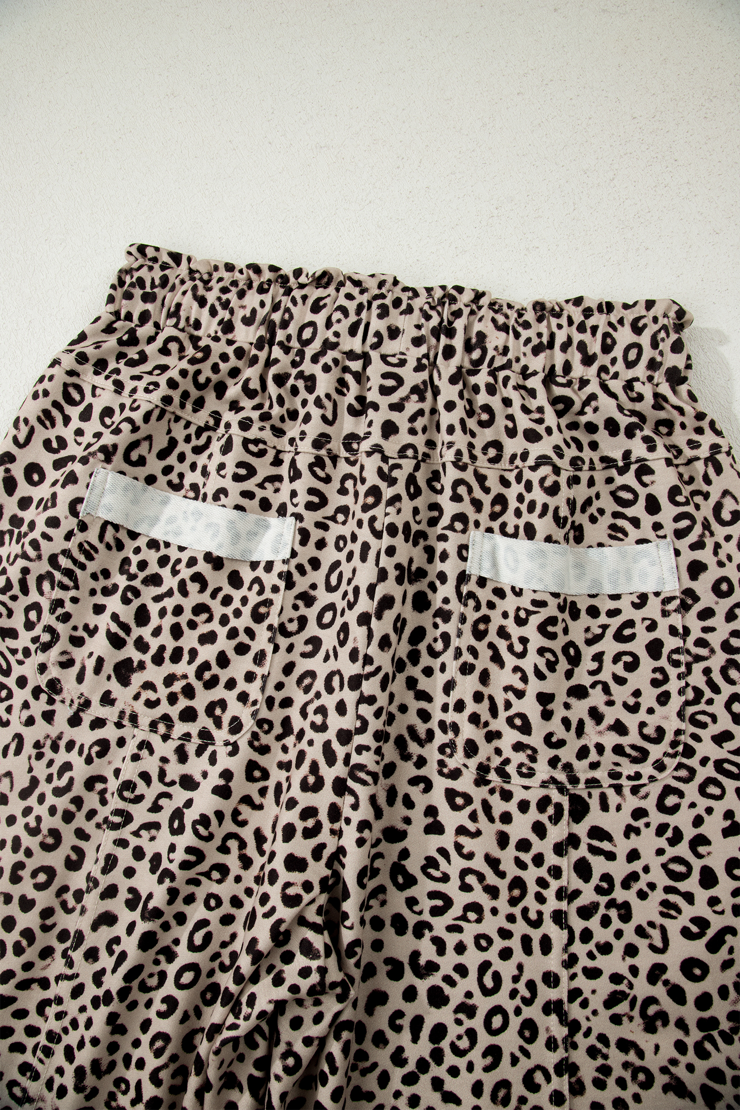 Khaki Animal Print Wide Leg Terry Knit Pants view 13