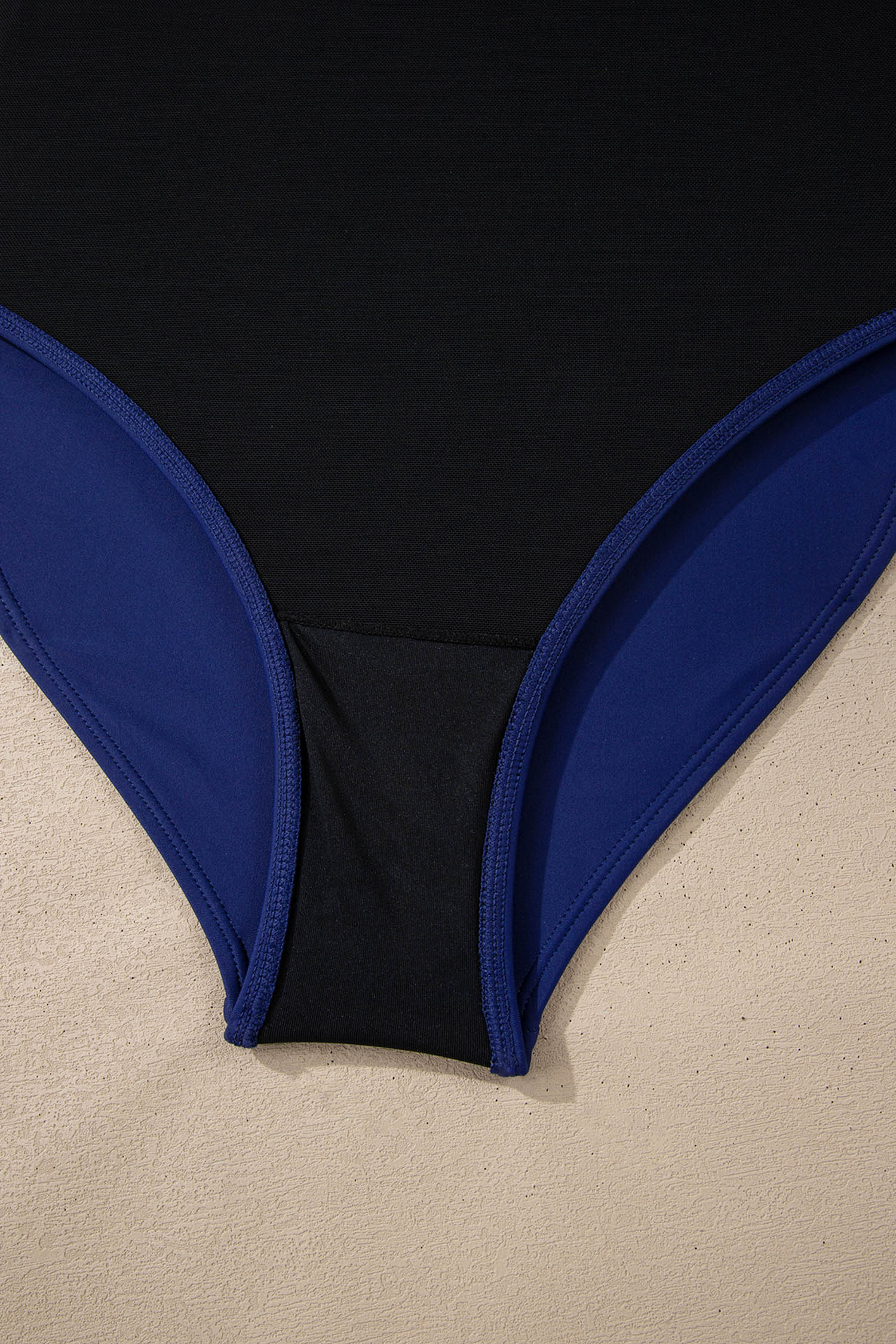 Navy Blue Color Block Detail Adjustable Straps One Piece Swimsuit view 10